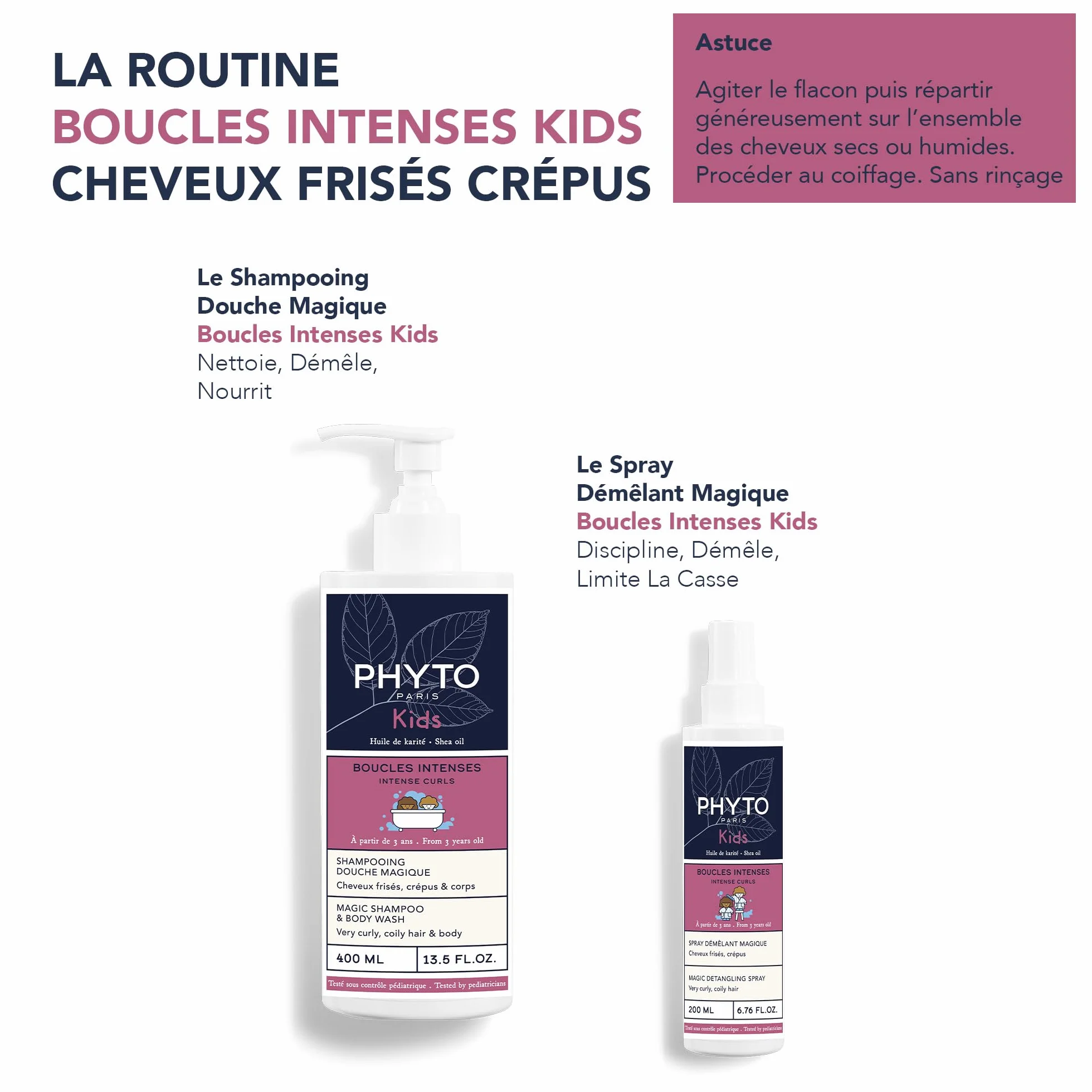 Phyto Paris Spray Démêlant Magique 200ml Soin Sans Rinçage Cheveux Enfants Frisés Crépus