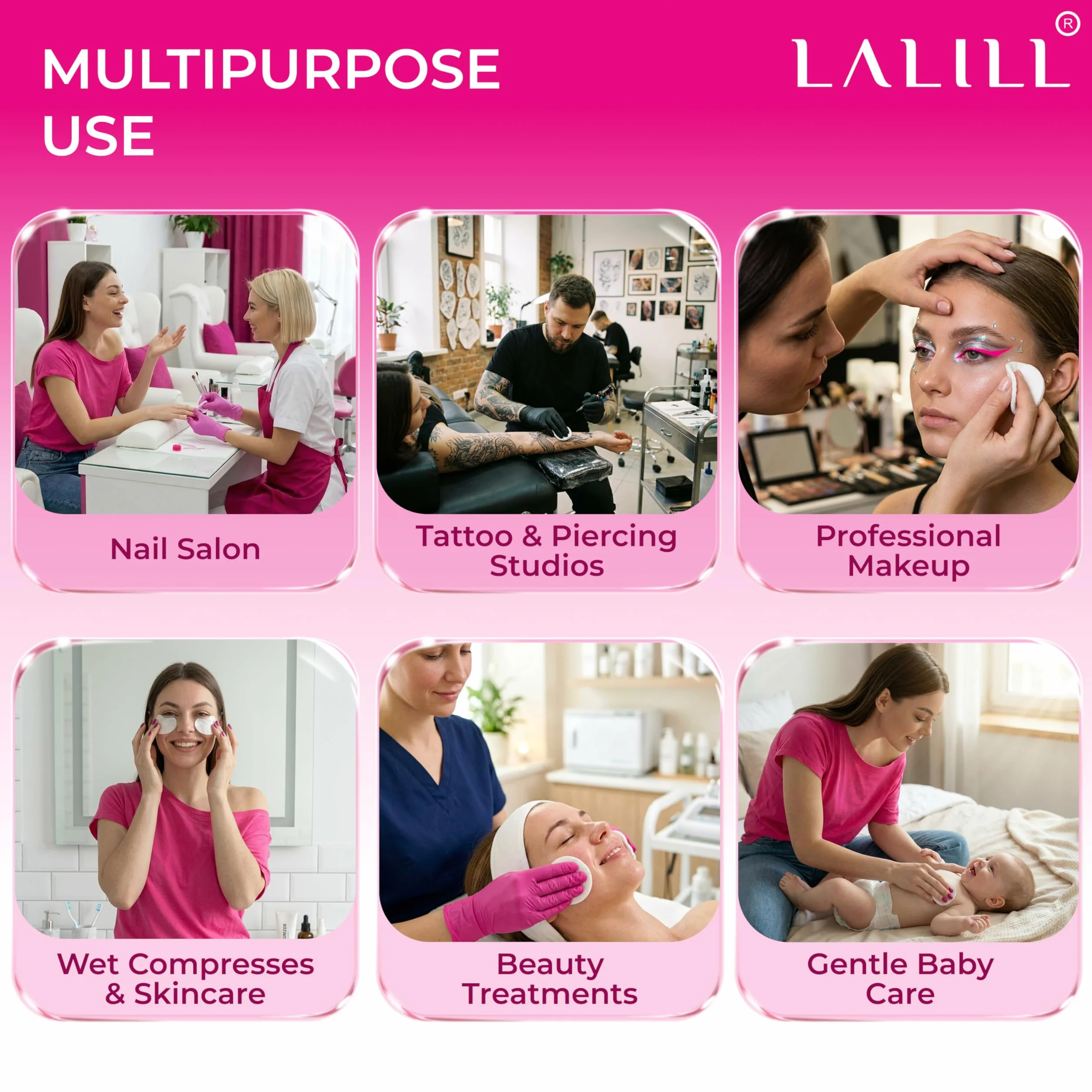 LALILL Tampons de Coton 600 Pièces – Cotons Démaquillants non Pelucheux – Nettoyage du Visage