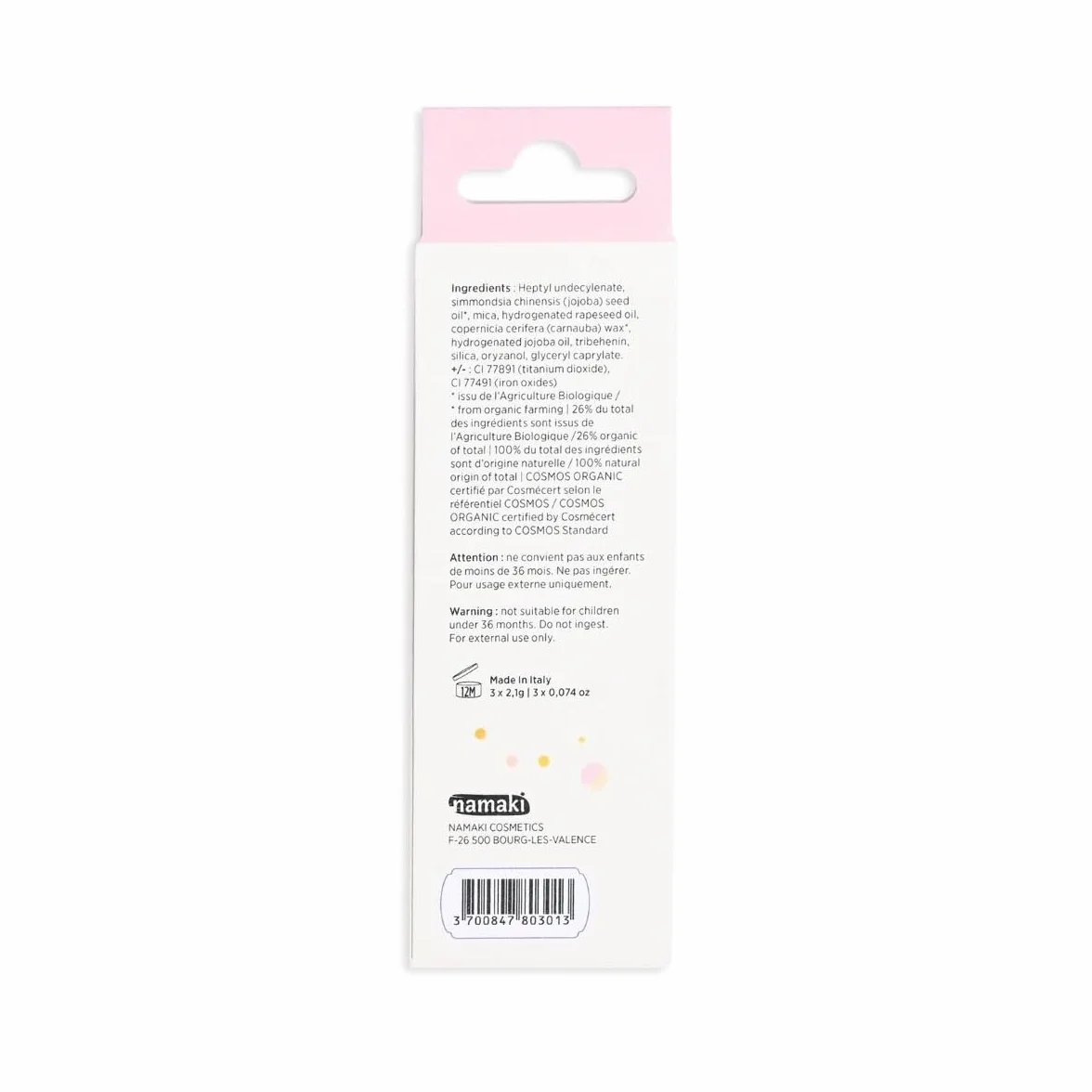 Namaki Crayons de maquillage Enfants Pailletés Jumbo Bio - Cuivre, Or, Rose - Certifiés Cosmos Organic