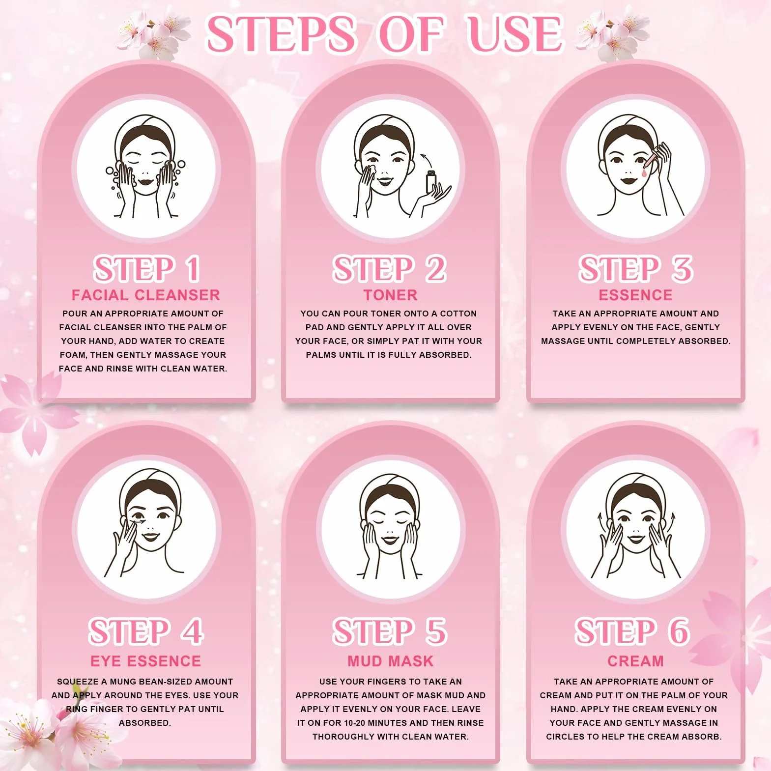 Coffret Soin Visage Femme Sakura Skincare Set Anti-âge 11 Pièces