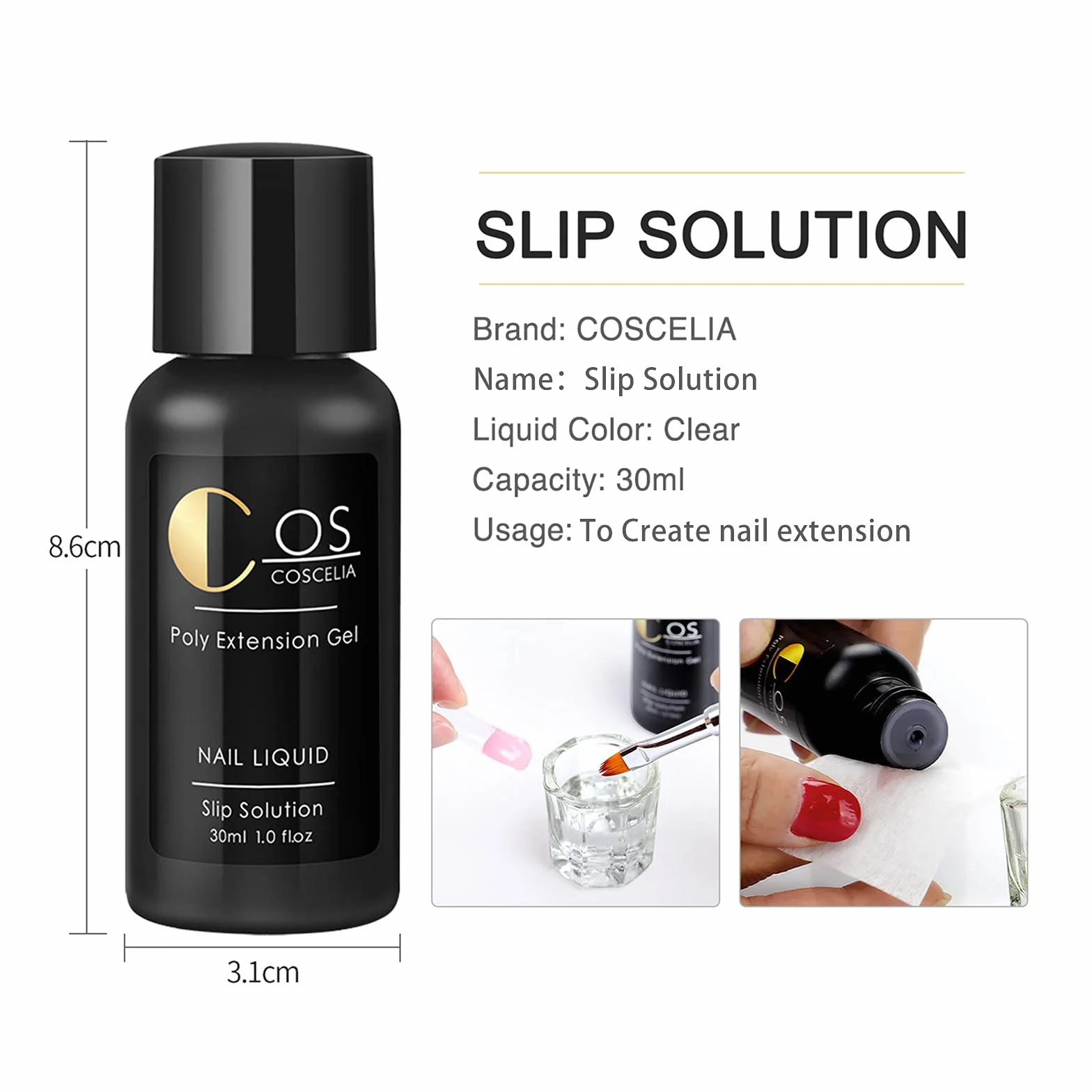 Solution de Glissement Liquide pour Ongles 30ML Kit de Démarrage Gel Construction Extension Rapide Débutants