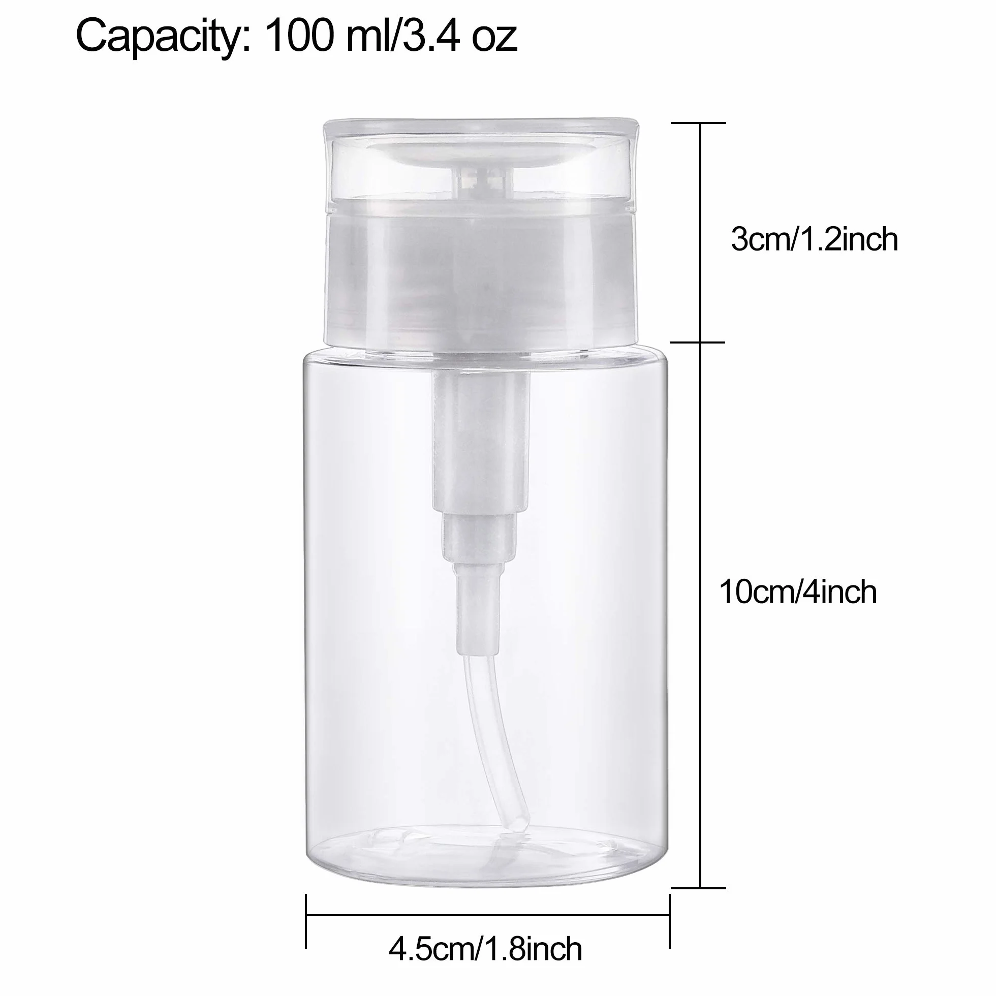 Flacon Pompe Dissolvant 100ml pour Vernis à Ongles, Nail Art, Acétone, Alcool, 2 Pièces