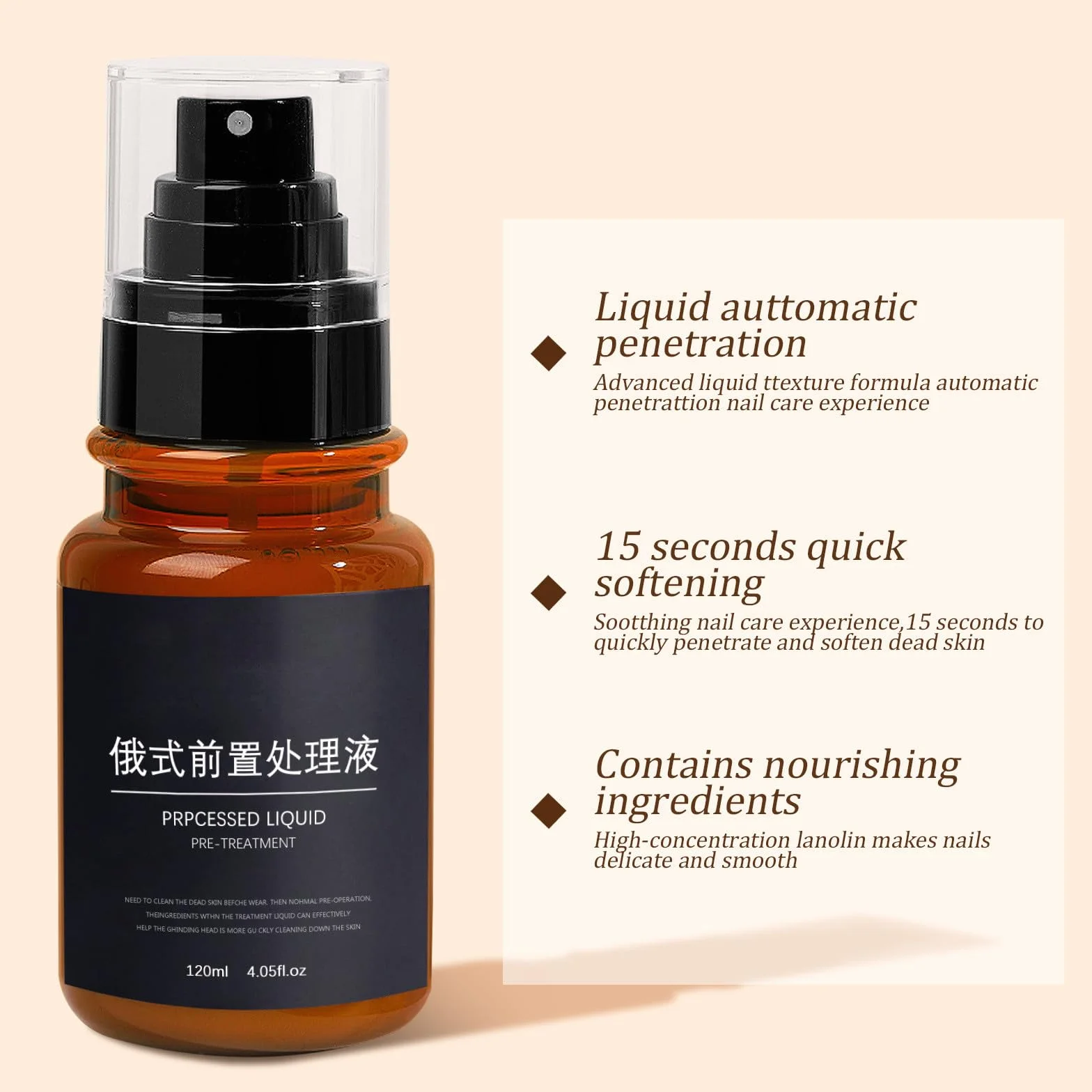 Dissolvant de cuticule prétraitement adoucissant peaux mortes pédicure liquide