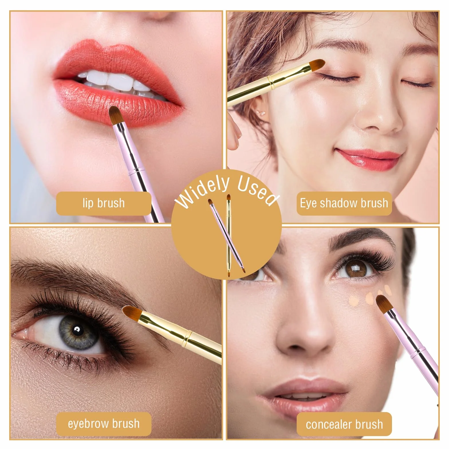 Lot de 2 pinceaux à lèvres rétractables double extrémité pour rouge à lèvres et gloss