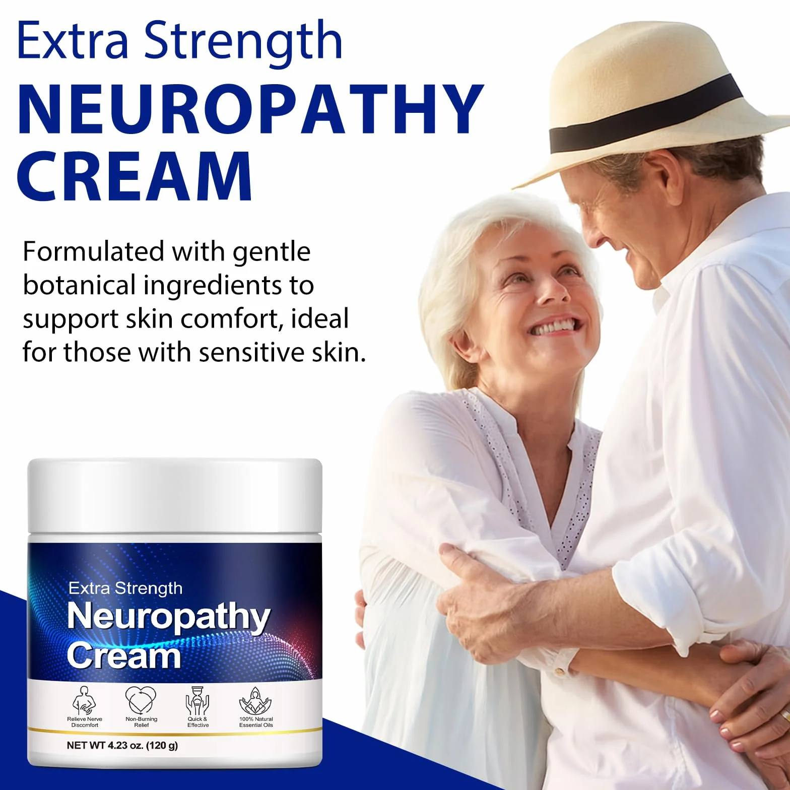Crème pour la Neuropathie des Pieds à l'Arnica - 120g, Absorption Rapide, Non Grasse, Hydratante pour Peaux Sensibles