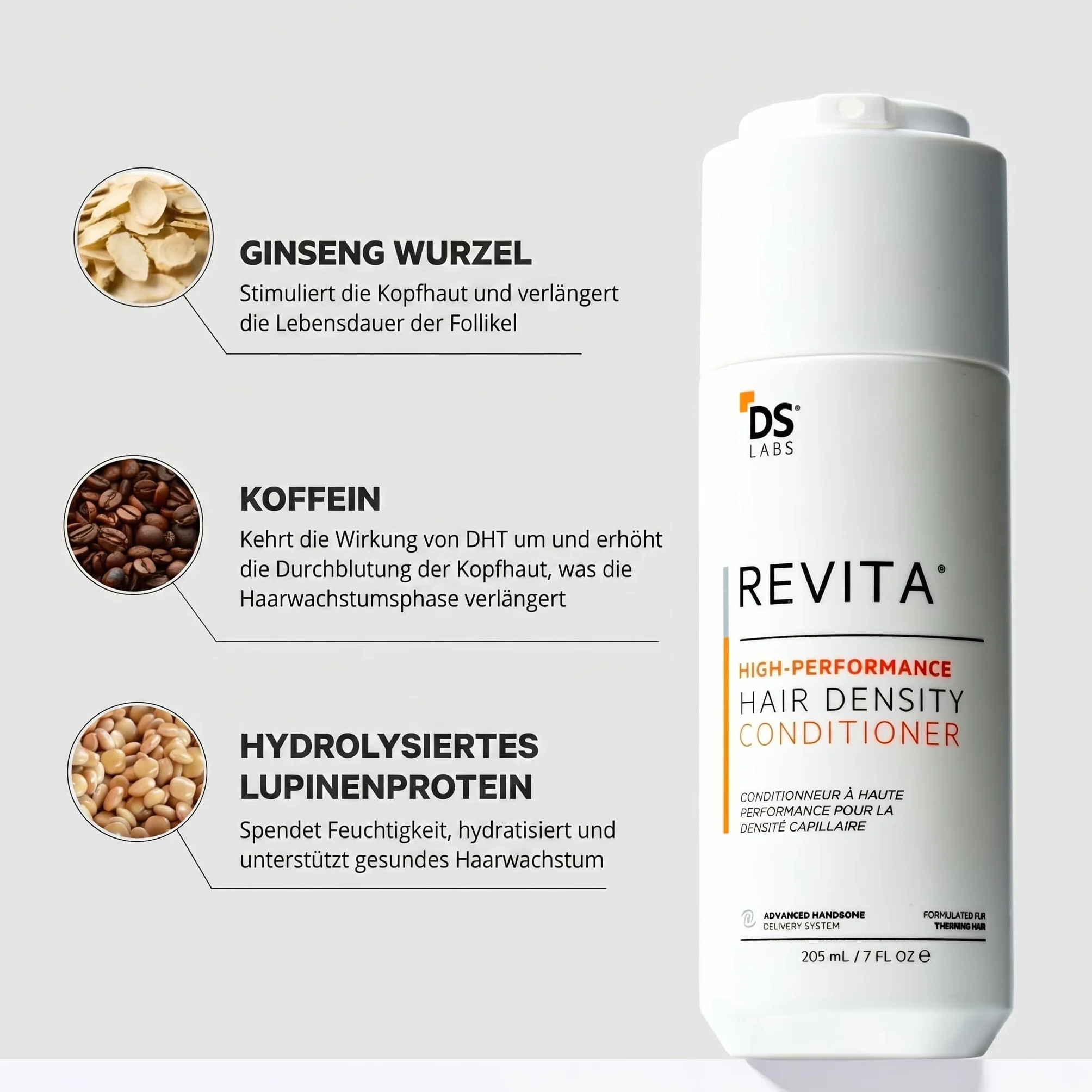 DS Laboratories Revita Conditioner - Épaississant capillaire avec caféine, bloqueur de DHT, niacinamide, biotine, soutien à la croissance des cheveux pour hommes et femmes