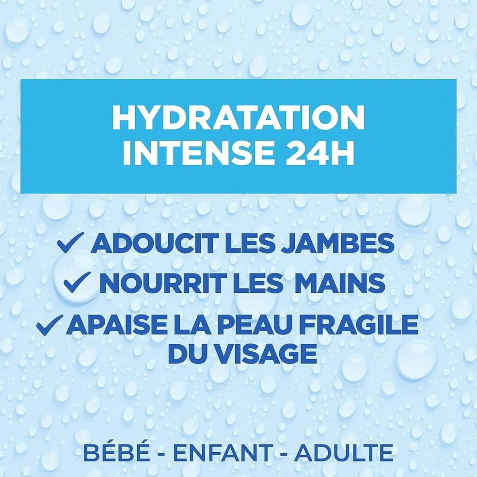 Mixa Intensif Peaux Sèches La Crème Fraîche à l’Acide Hyaluronique Pur Hydratation 24h Hypoallergénique 400ml