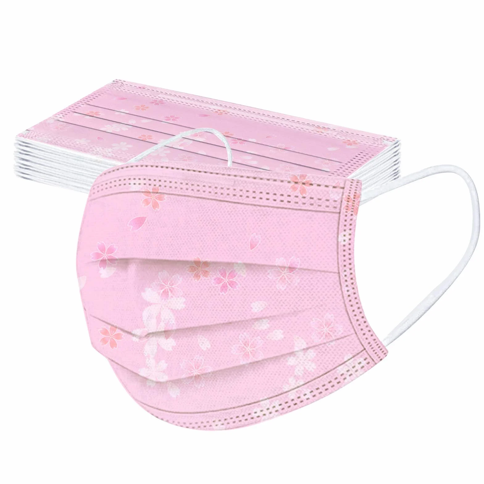 Masque Tissu Non-tissé 3 Plis Adulte 50 Pièces Antipoussière Respirant