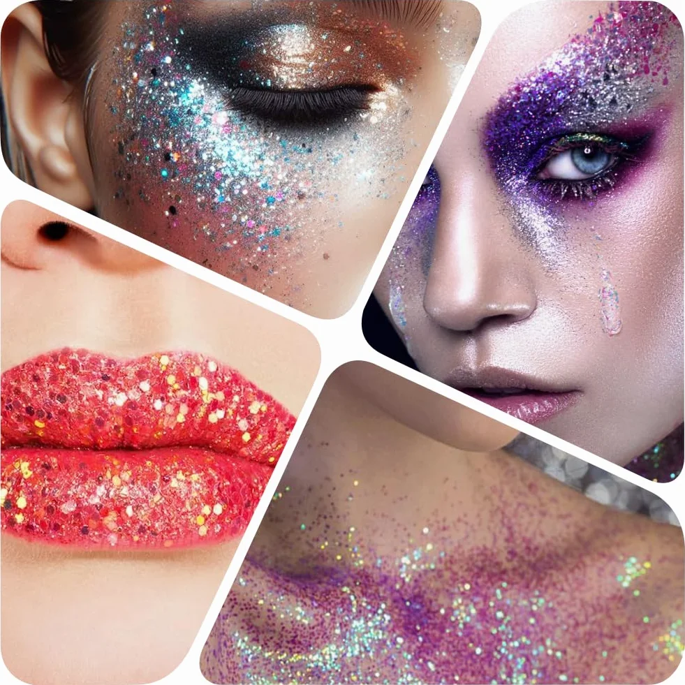Poudre de Paillettes 32 Couleurs, Paillettes Fines Maquillage Glitter Nail Art 7g