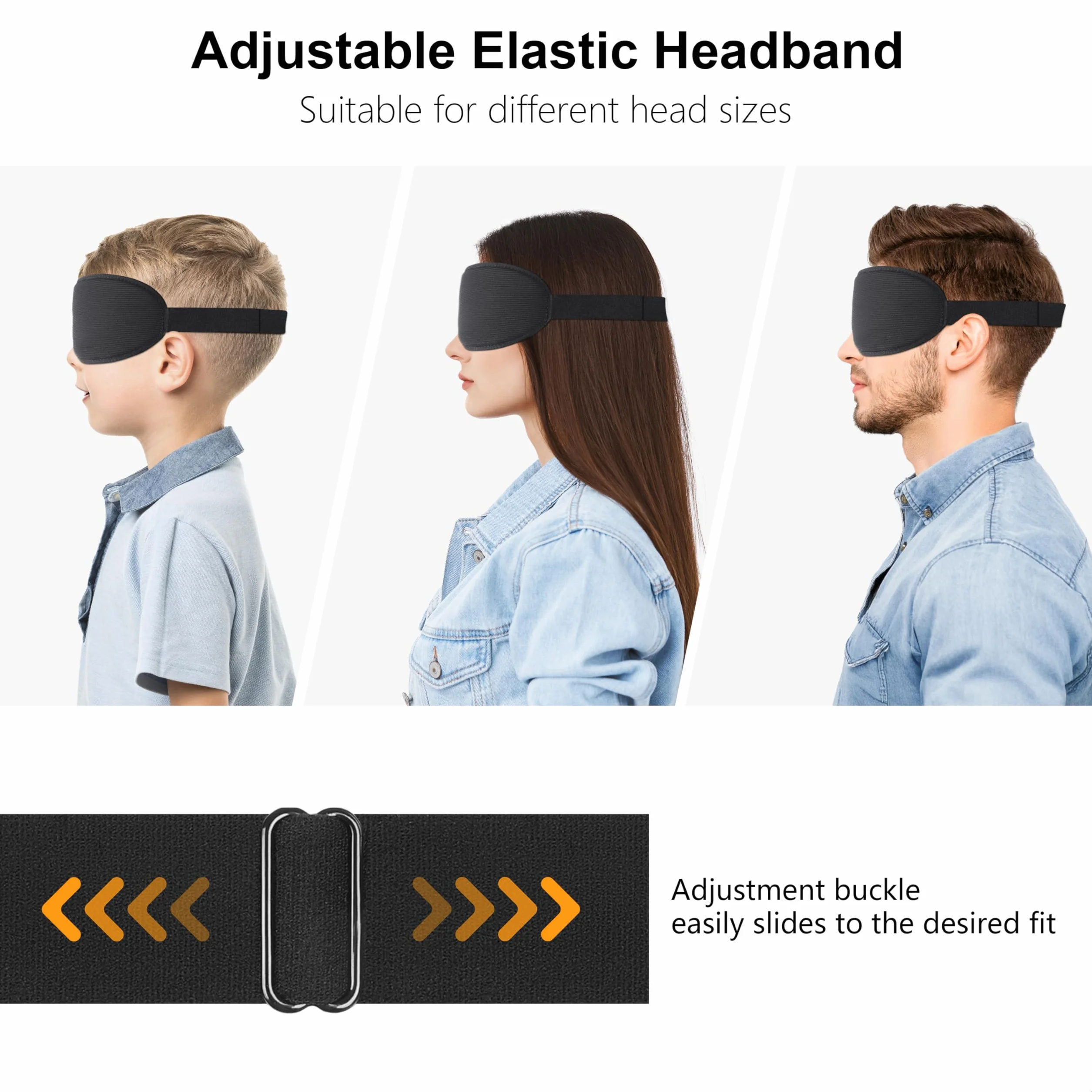 Gritin Masque de Nuit 3D Anti-Lumière Zéro Pression Oculaire Design Elargi Bande Réglable Cache Yeux pour Dormir