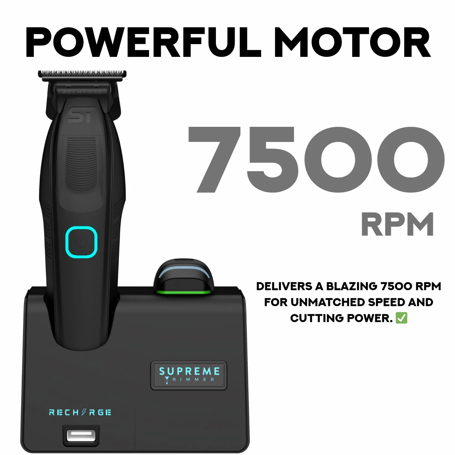 Supreme Trimmer ST777 tondeuse professionnelle rechargeable 2 batteries amovibles lames DLC zéro écart