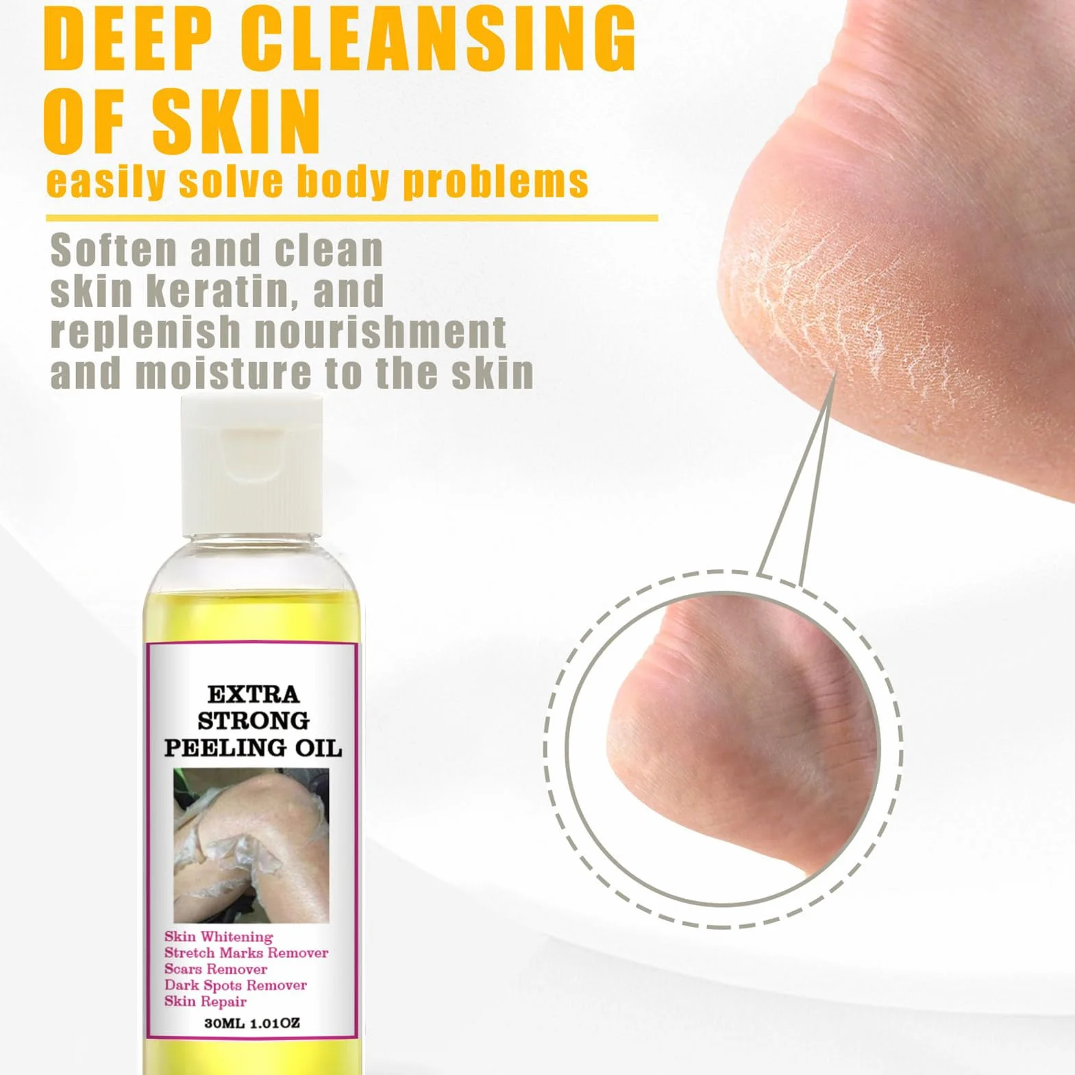 Huile Eclaircissante Peeling Corps et Visage Hydratante Élimine Cellules Mortes