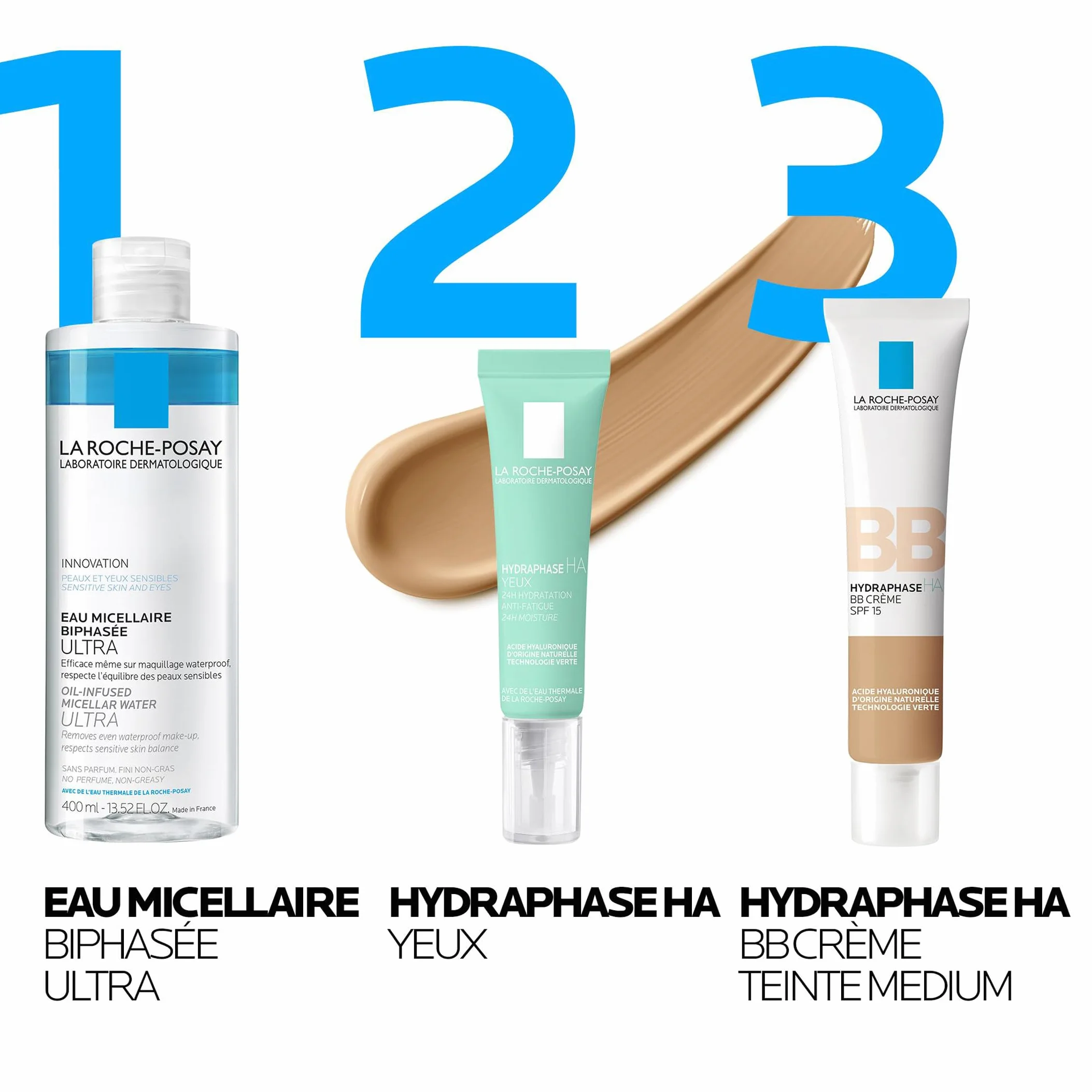 La Roche-Posay - Hydraphase HA BB Crème Teintée SPF15 - Crème Hydratante Visage Protectrice et Hydratante - Acide Hyaluronique, Glycérine et en Pigments Minéraux - Peaux à tendance sèche - 2 teintes