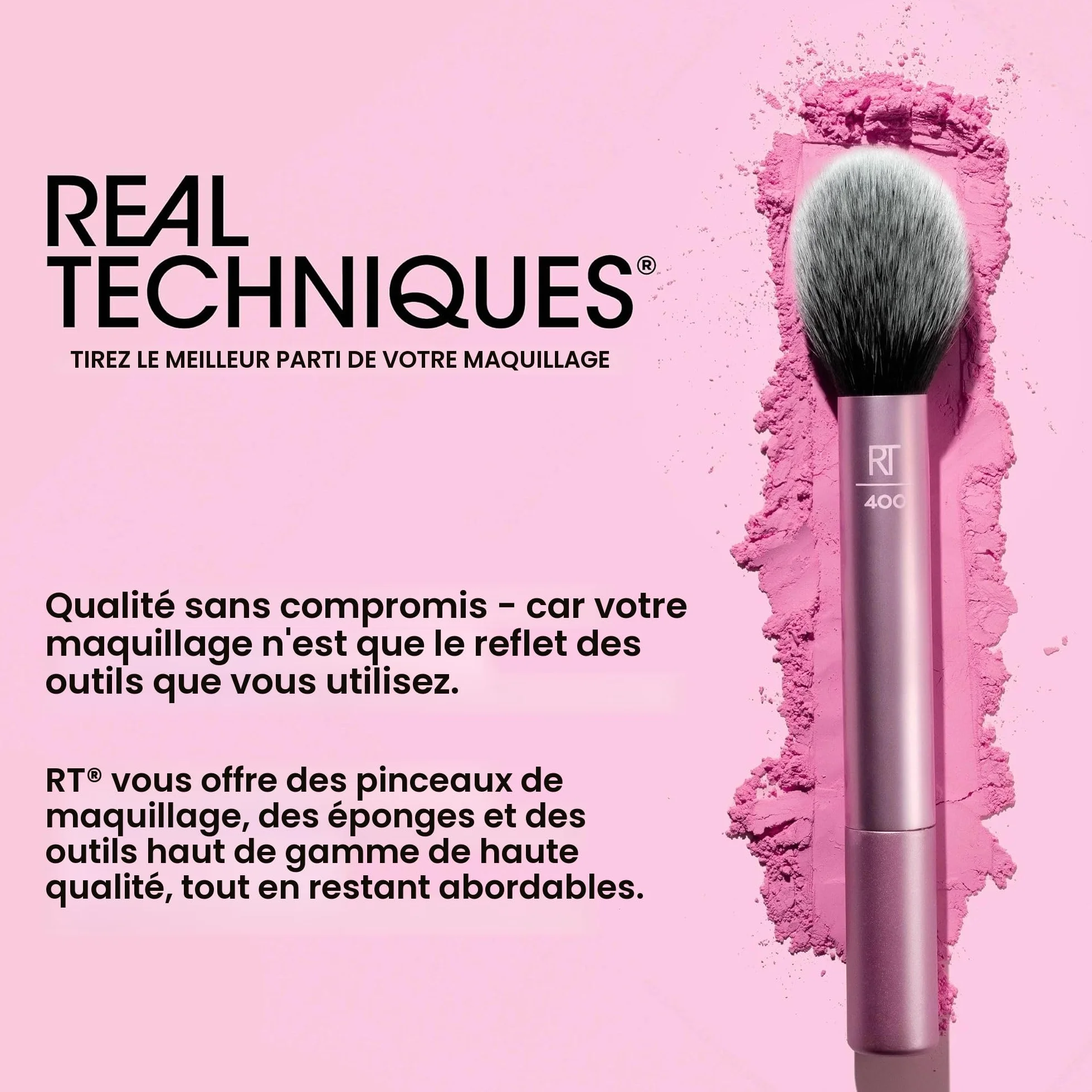 Real Techniques Recourbe-Cils Miracle, outil doux rose format voyage, cils liftés volume boost mascara