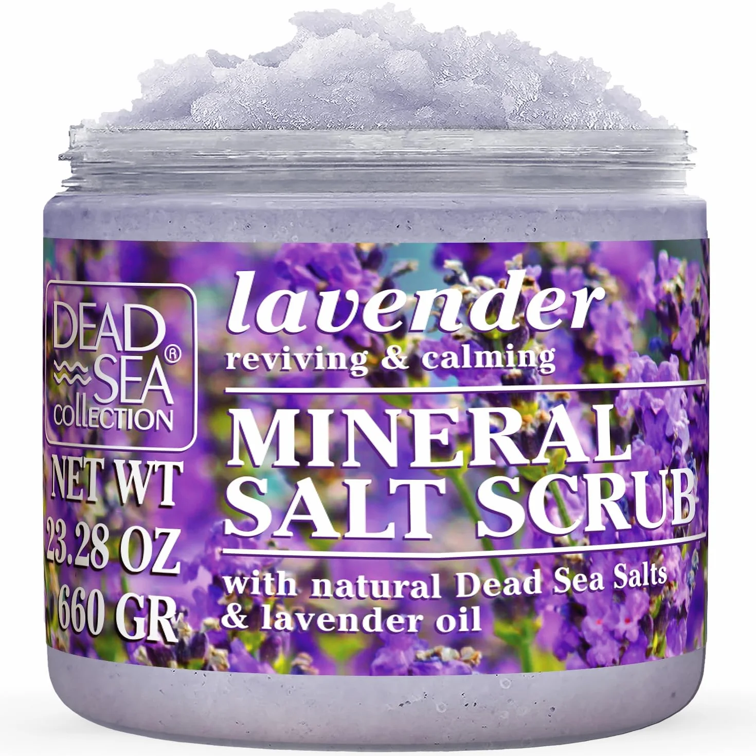 Dead Sea Collection Gommage Corps au Sel à la Lavande 660 g Exfoliant Huiles Essentielles Biologiques Minéraux Naturels de la Mer Morte
