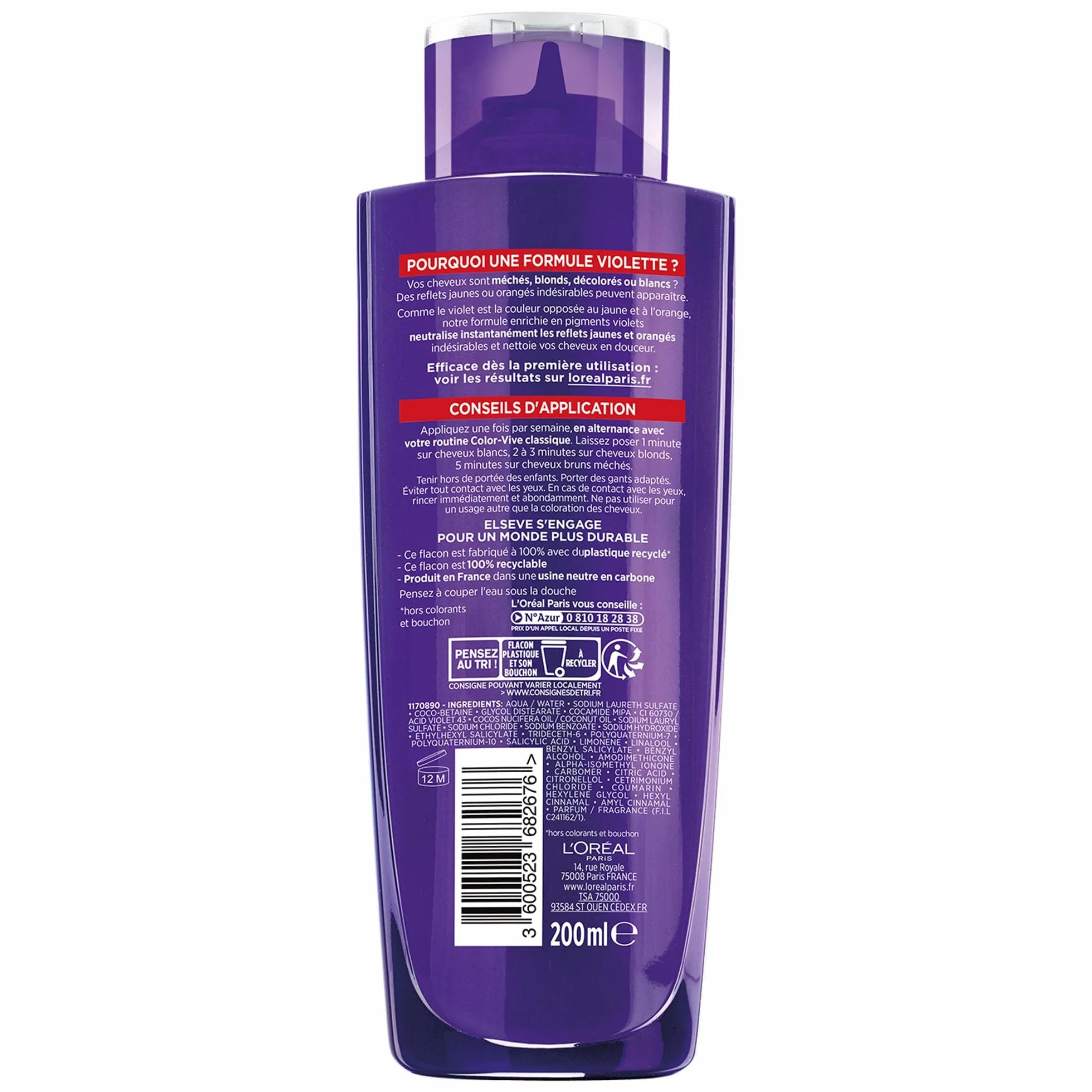 L'Oréal Paris Elseve Color-Vive Shampooing Violet Déjaunisseur 200 ml