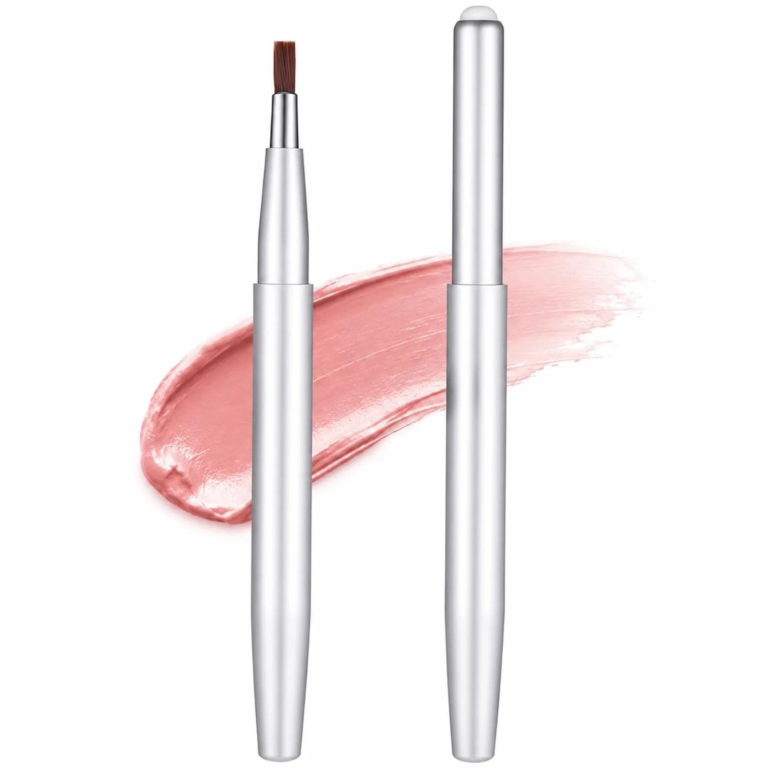Pinceaux à lèvres rétractables lot de 2 avec capuchon applicateur plat pour rouge à lèvres gloss