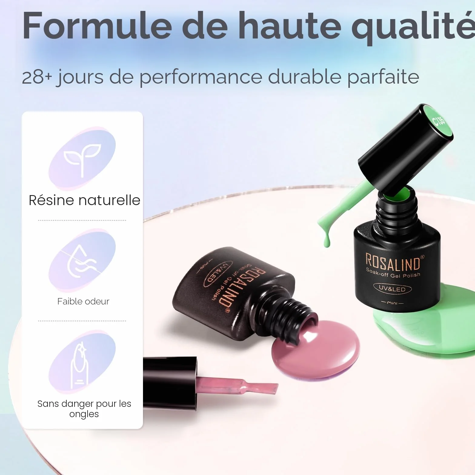 Kit Vernis Semi Permanent ROSALIND 20+4 PCS UV/LED Lampe 48W Ponceuse Électrique Ongle Gel Complet