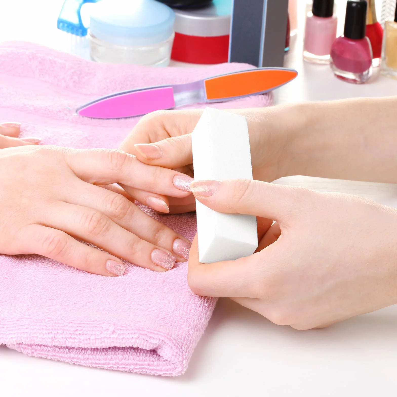 Bloc Polissoir Ongles 20 Pcs Lime à Ongle Éponge Carré pour Manucure