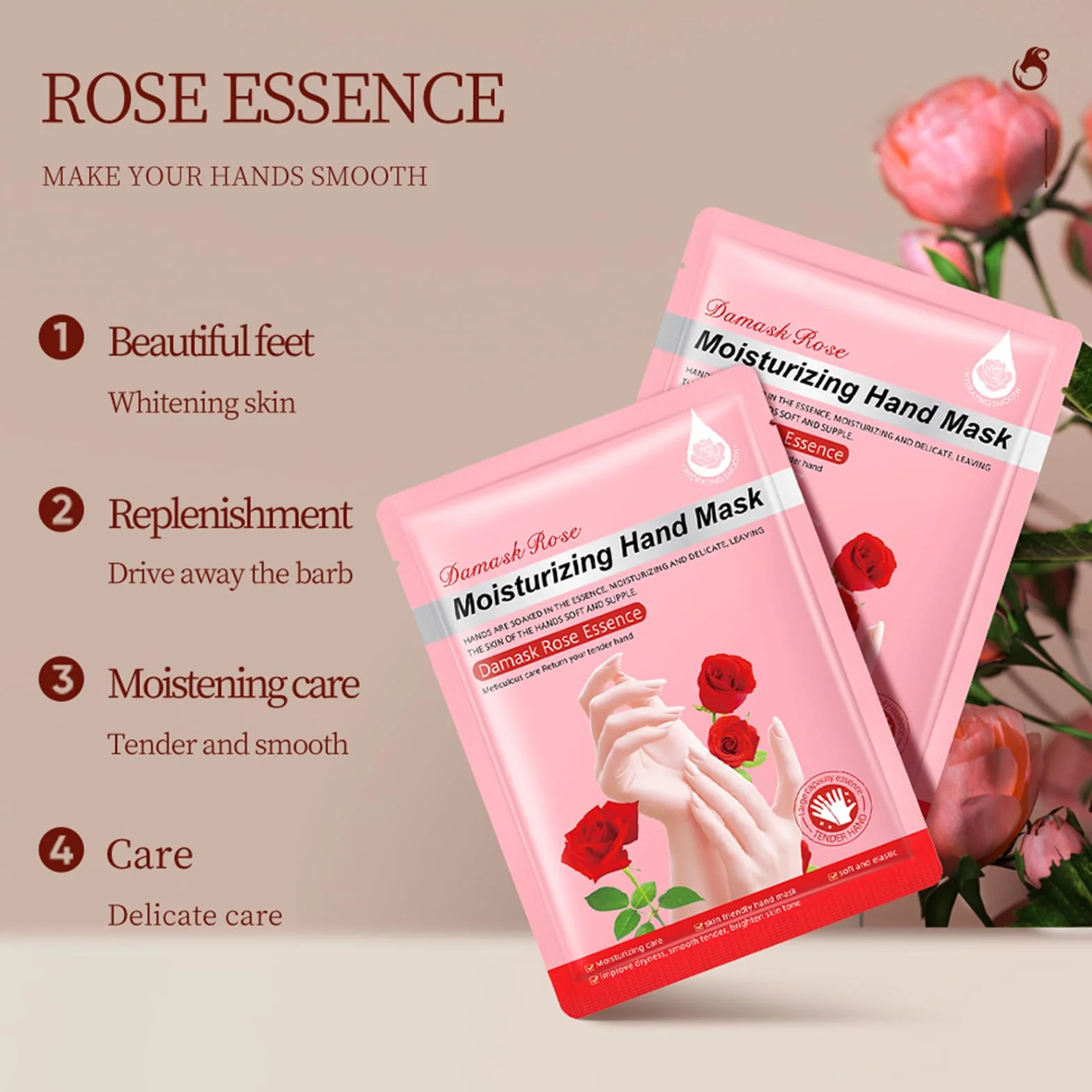 Set de 5 Masques pour les Mains – Lavande, Rose, Lait de Chèvre, Niacinamide, Aloe Vera, Miel – Réparation Peau Rugueuse