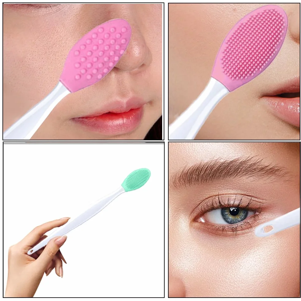 Pinceau à Lèvres Exfoliant Double Face en Silicone 4 Pièces