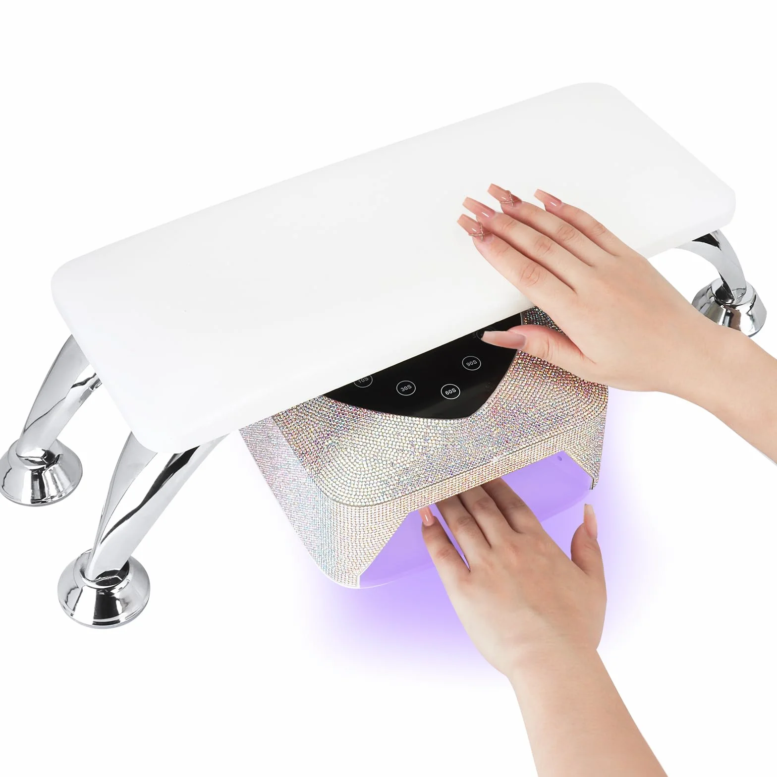 Repose Main Ongle,PU Cuir Coussin Manucure avec support en acier inoxydable,Coussins Repose-Main Pour Manucure,idéal pour salon de manucure et usage domestique,doux et imperméable (blanc)