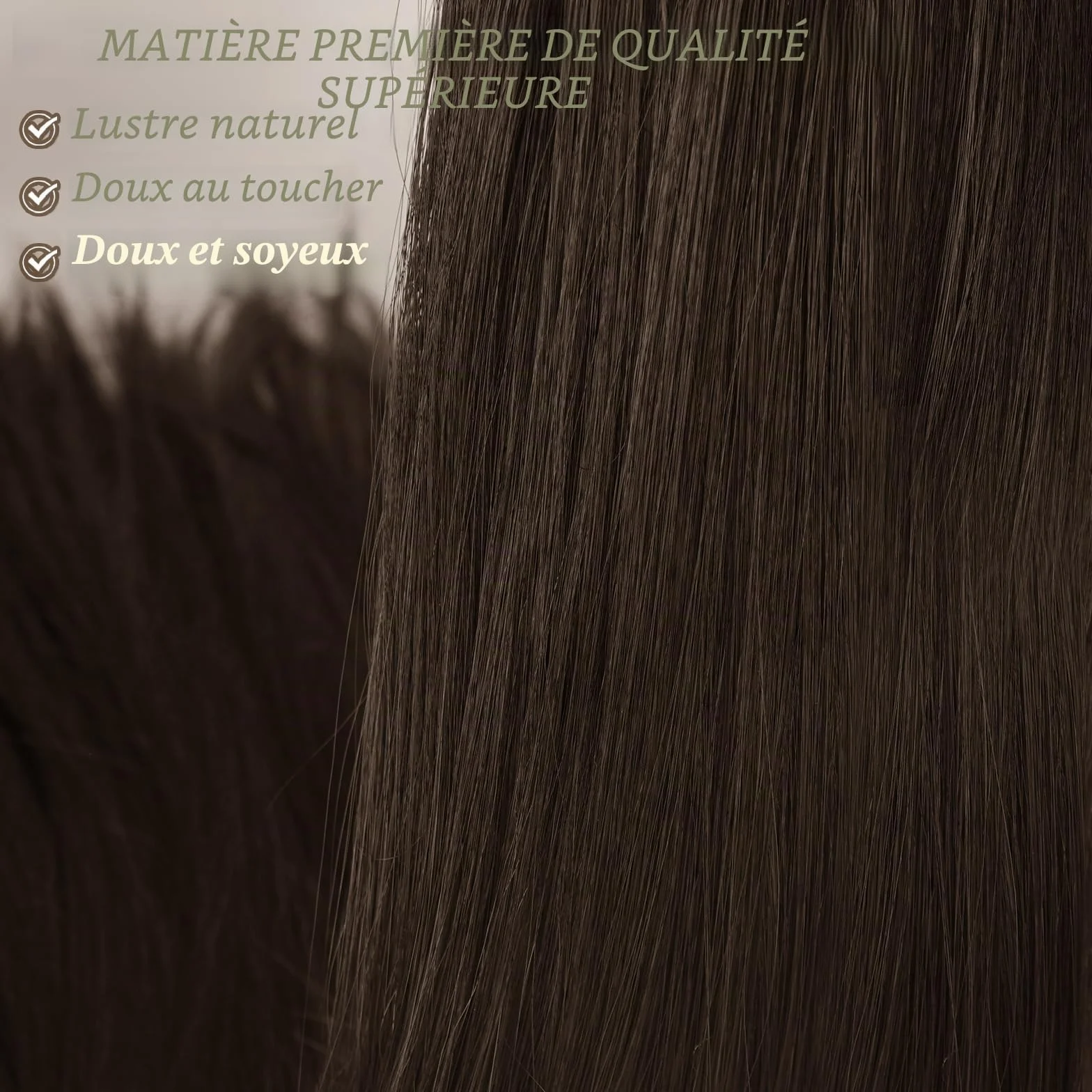 BARSDAR Queue de Cheval Extension avec Cordon, 86cm Longue Raides Queue de Cheval Extension Cheveux Synthétique Faux Ponytail Postiche Clip in Ponytail pour Femmes Quotidienne - Brun Foncé