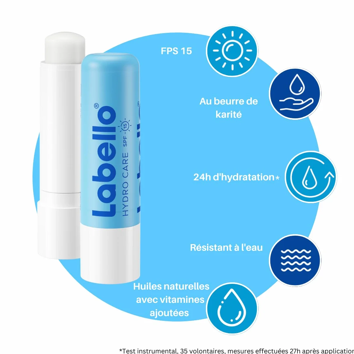LABELLO Lot de 2 stick à lèvres Sun Protect FPS 30 & Hydro Care FPS 15, baume à lèvres protection UVA/UVB hydratation 24h vitamines C & E