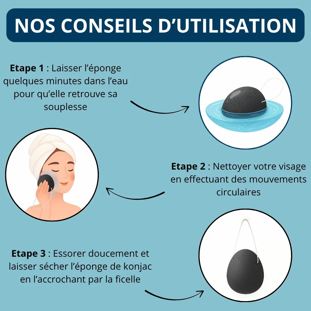 Eponge de Konjac Bio au Thé Vert pour le Corps - Lot de 2 - Exfoliante Végétale Naturelle