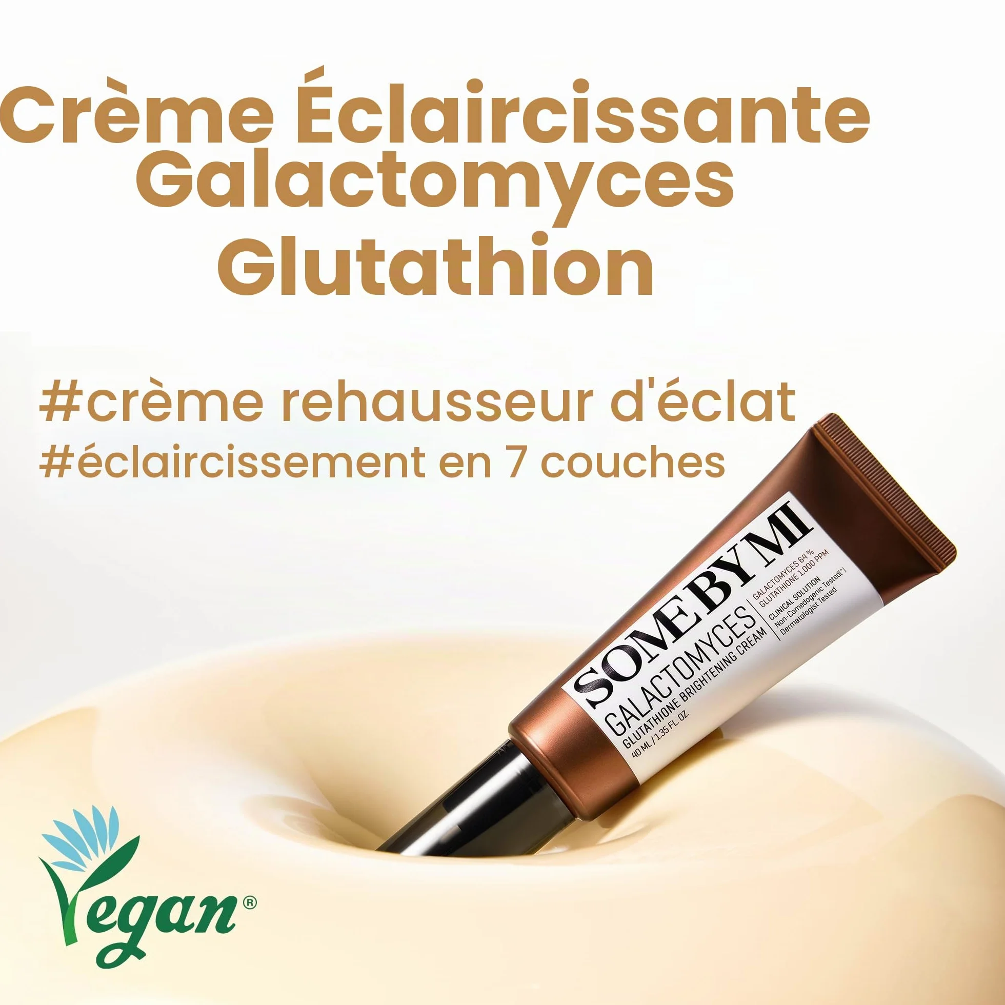 SOME BY MI Galactomyces Glutathione Brightening Cream – 40ml – Crème visage coréenne hydratante à l’acide hyaluronique – Illumine et unifie le teint – Soin coréen