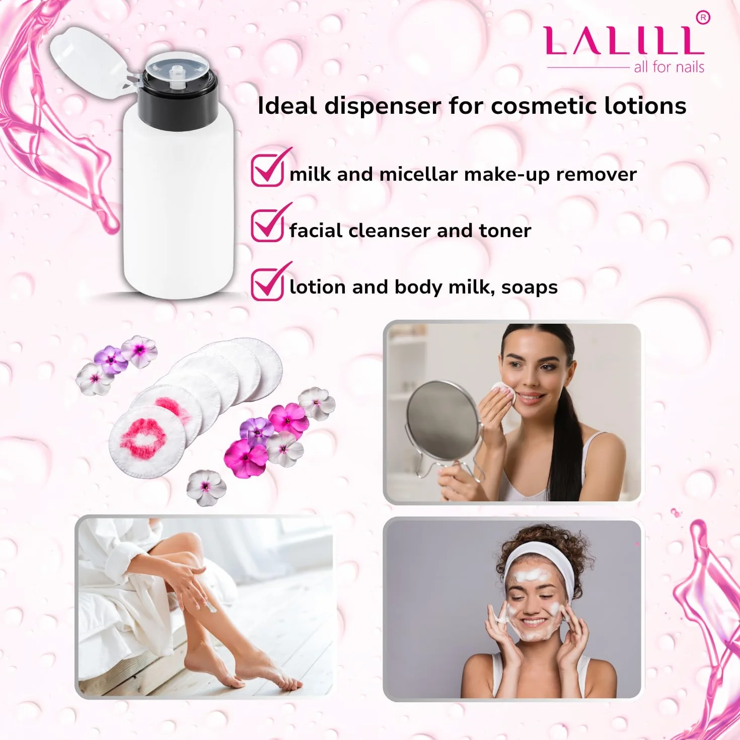 LALILL 2 Pièces Distributeur Pompe Doseur SET Flacon Pompe pour Liquides Dissolvant Vernis à Ongles 200ml
