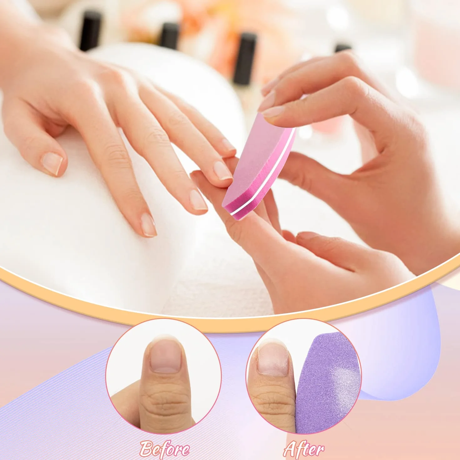 Lot de 20 Bloc Polissoir Ongles 100/180 éponge pour Vernis à Ongles