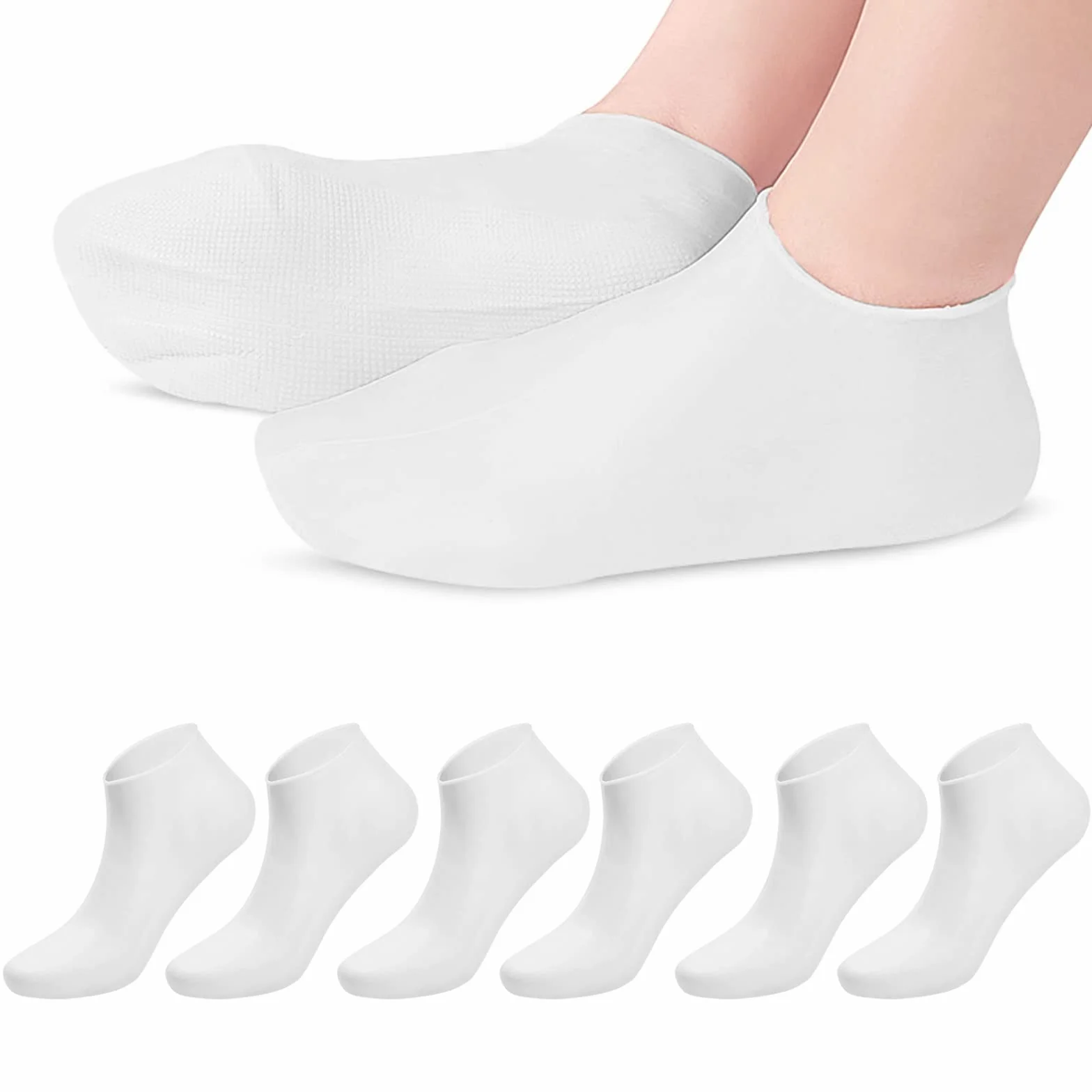 Chaussettes Hydratantes Anti-fissuration Pieds Fissurés Soin Gel Hommes Femmes (Blanc)
