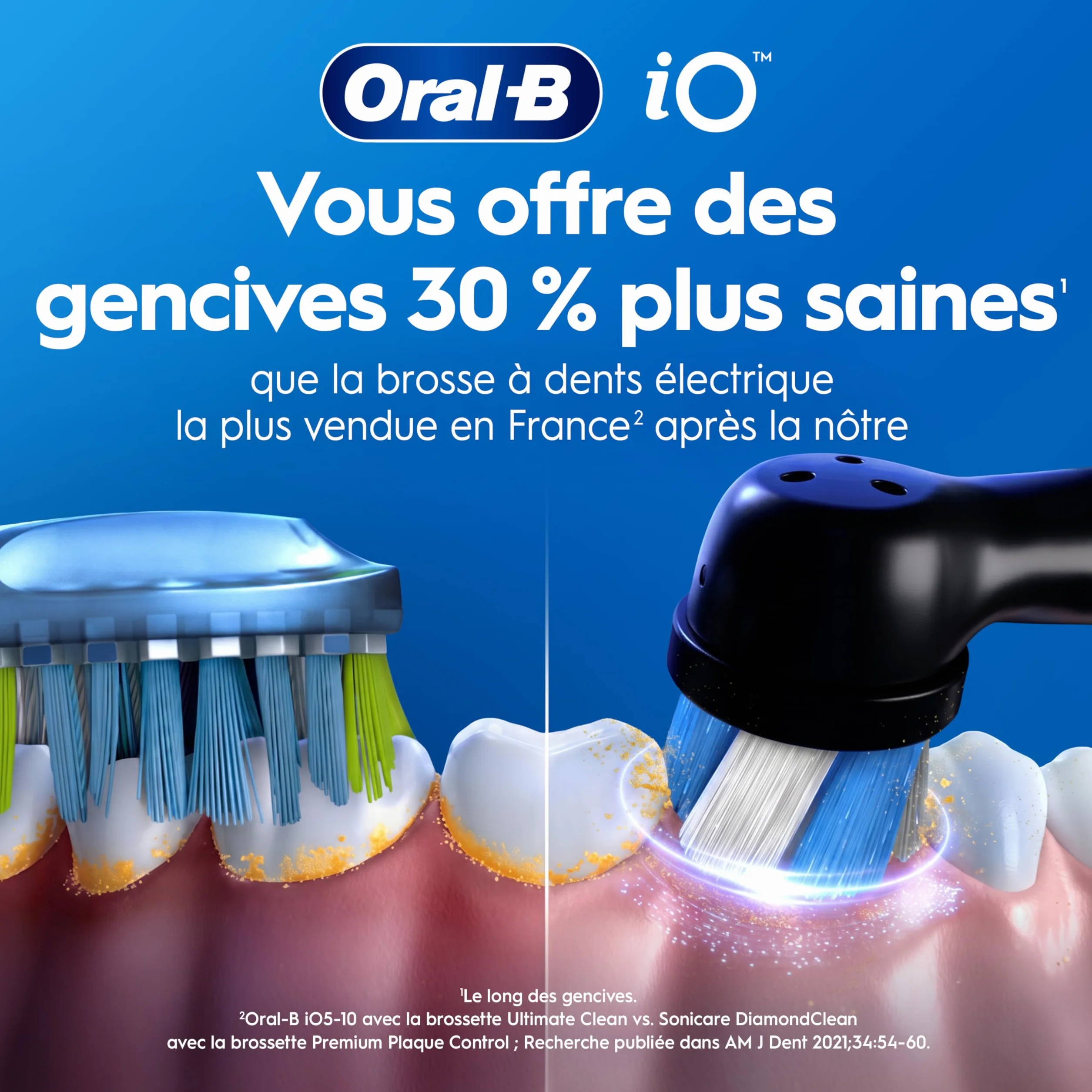 Oral-B Brosse à Dents Électrique iO 3 Noire, 3 Modes Silencieux, Capteur de Pression, Batterie Rechargeable