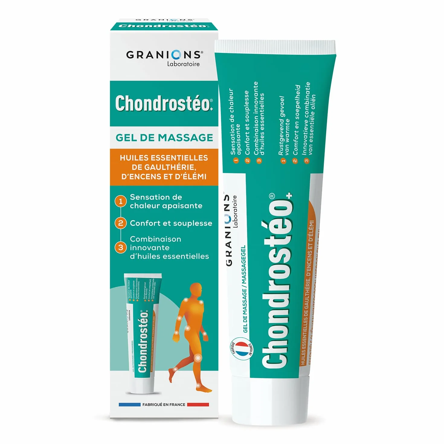 GRANIONS Chondrostéo Gel de Massage Chauffant Décontractant Musculaire Fort Articulations & Muscles Huiles Essentielles 100 ml