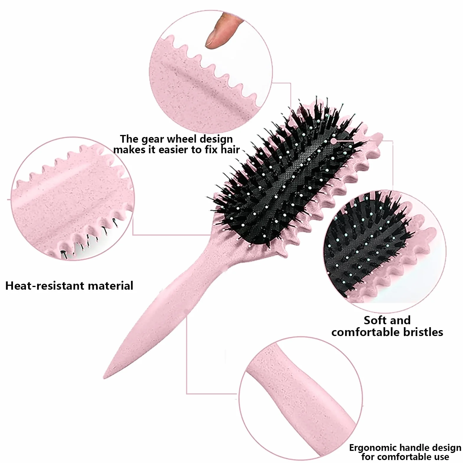 Brosse à boucler coiffante pour cheveux bouclés Rose 24cm