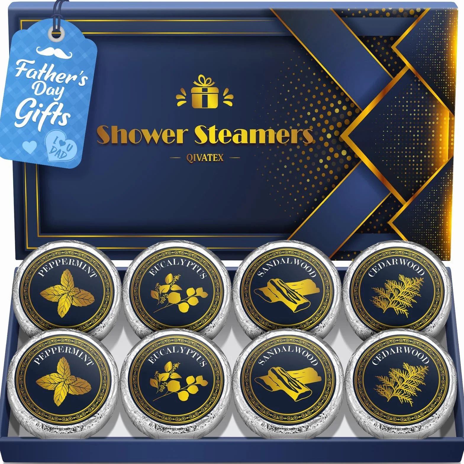 Qivatex Boules Effervescentes Parfumées pour Douche, 8 Pièces, Pamplemousse, Pastèque, Vanille, Menthe, Citron, Romarin, Lavande