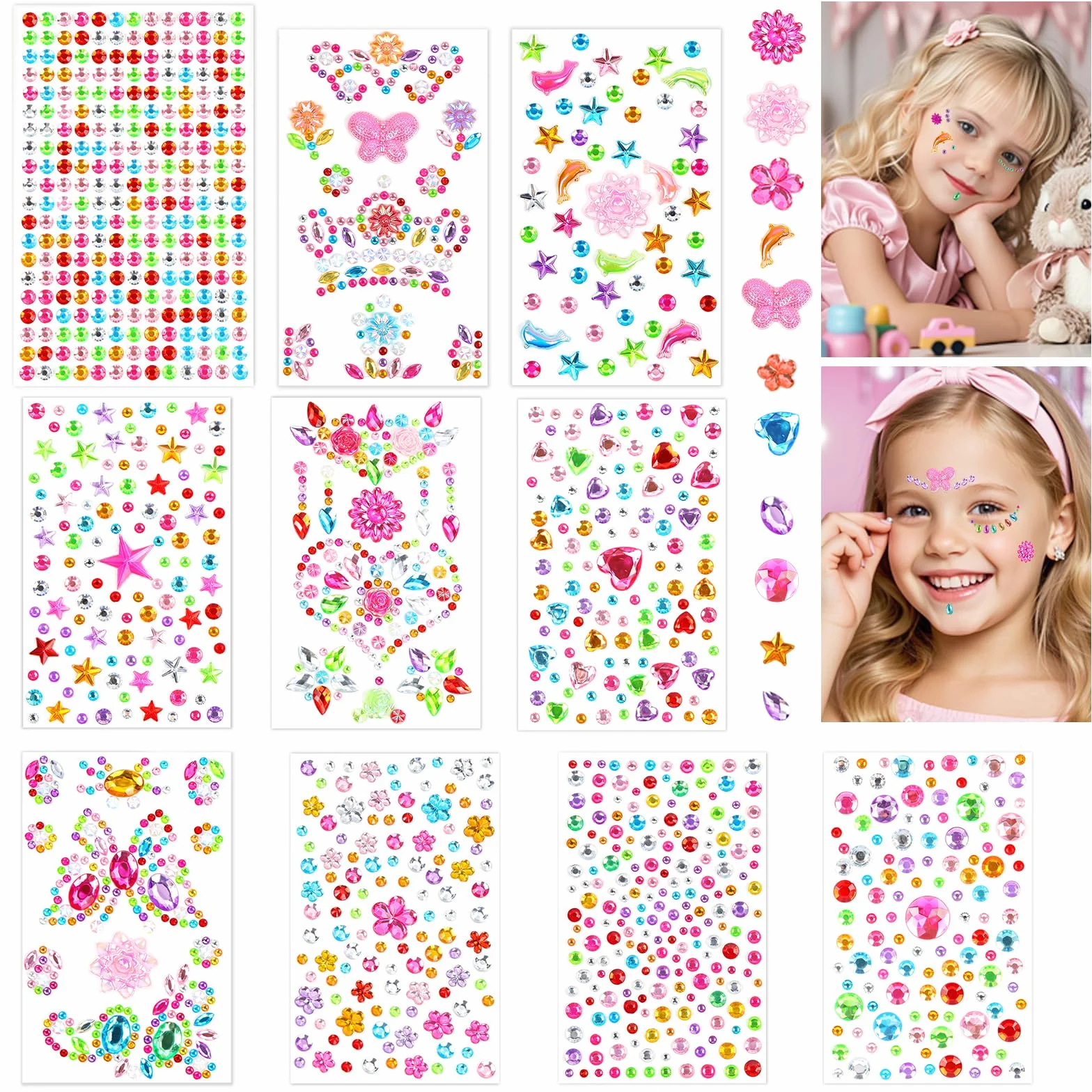 Vicloon Strass Autocollantes Colorées 2300 Pièces pour DIY Artisanat Nail Maquillage Décoration