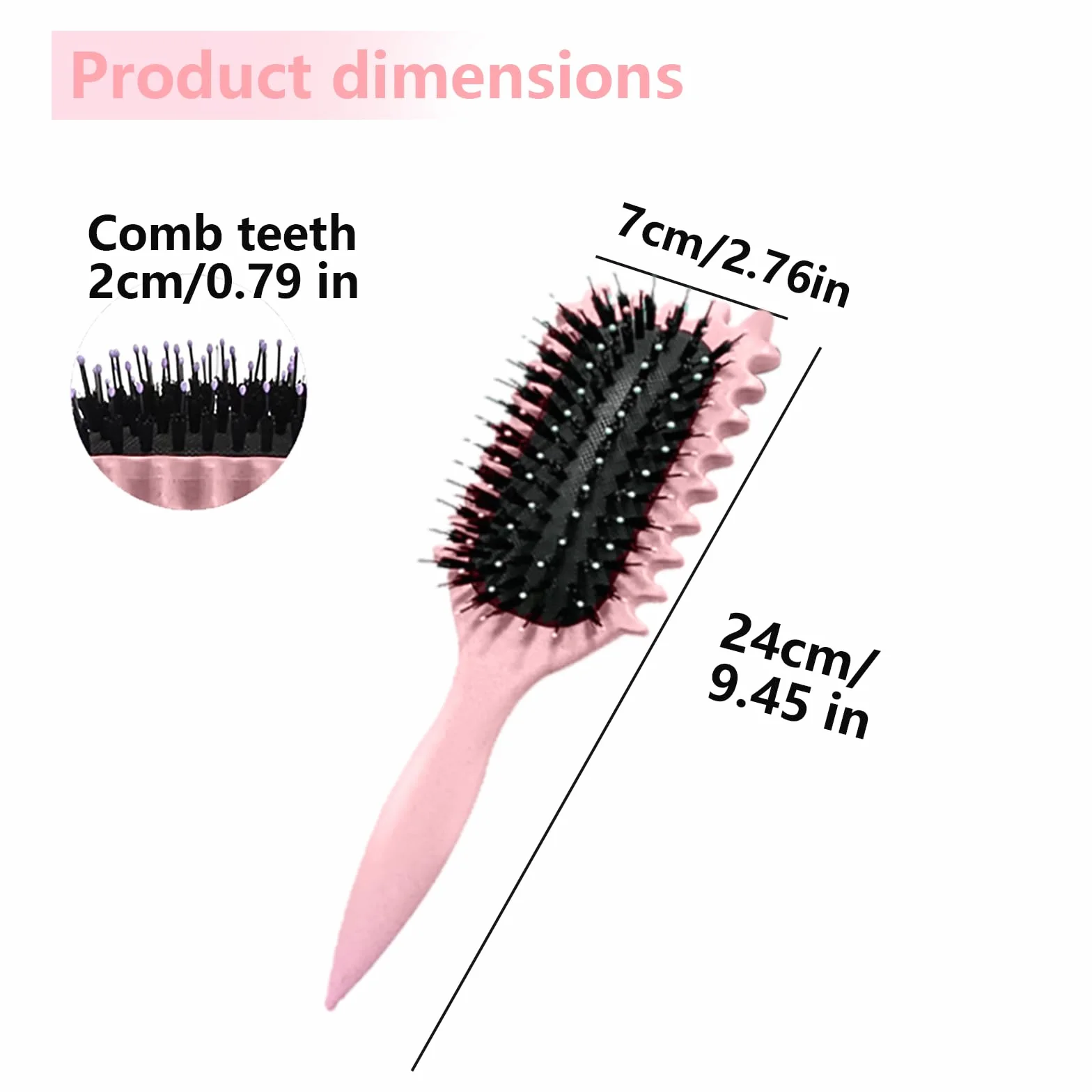 Brosse à boucler coiffante pour cheveux bouclés Rose 24cm