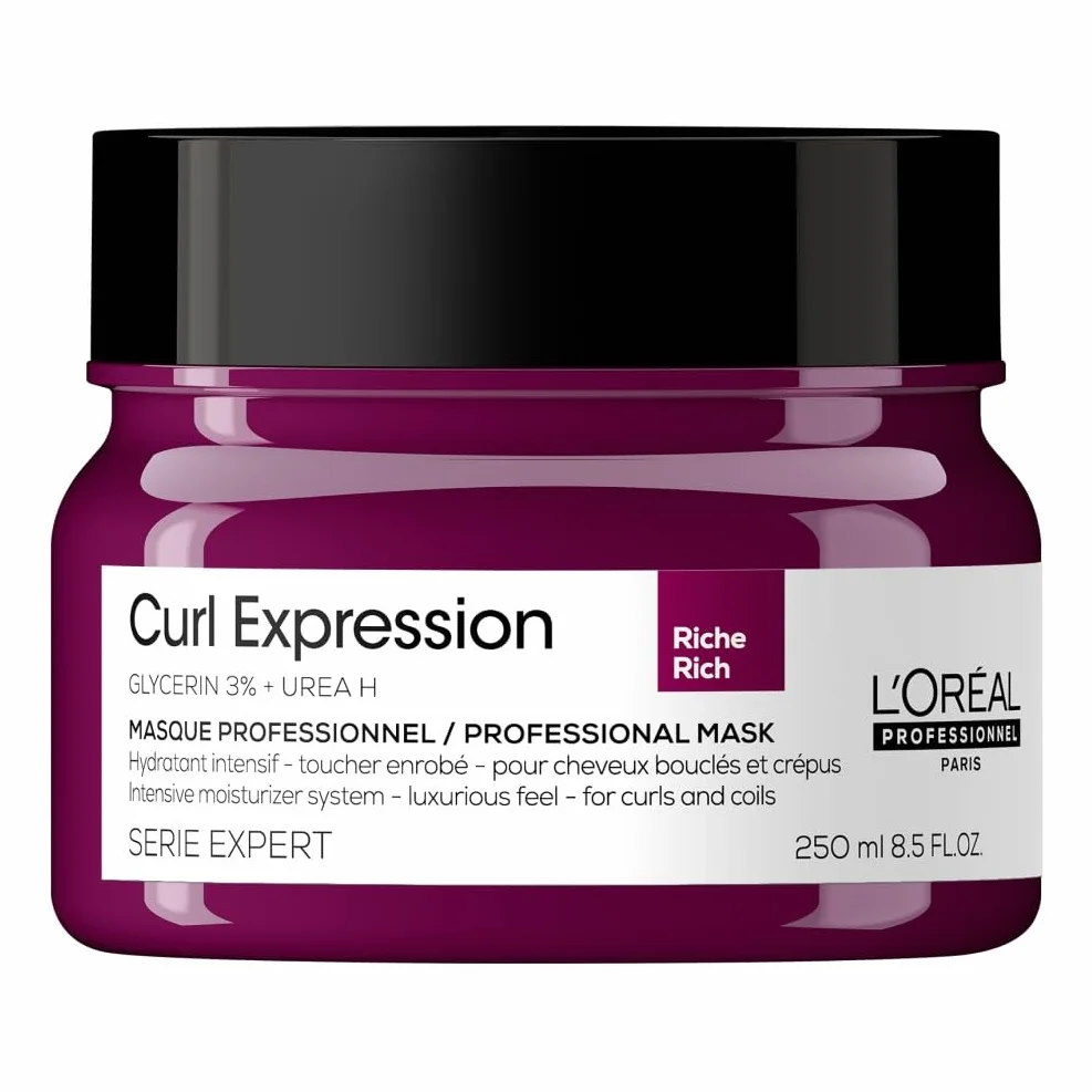 L'OREAL PROFESSIONNEL - Hydratation Riche & Intensive Curl Expression - Cheveux Bouclés, Frisés & Crépus - Hydratation Intense & Démêlage - Cheveux Doux & Brillants - Glycérine & Urée