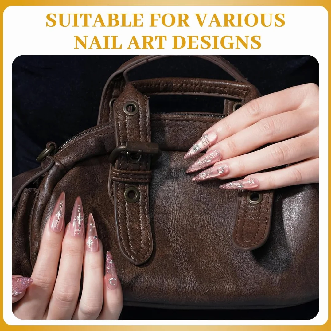 Boîte de Breloques Étoiles et Lune pour Nail Art 3D en Métal - Strass Ongle Nail Art Accessoires Y2K