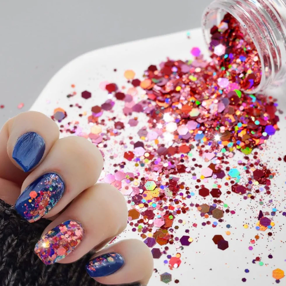Paillettes pour ongles et maquillage yeux, 24 couleurs holographiques épaisses, lot art de l'ongle fête
