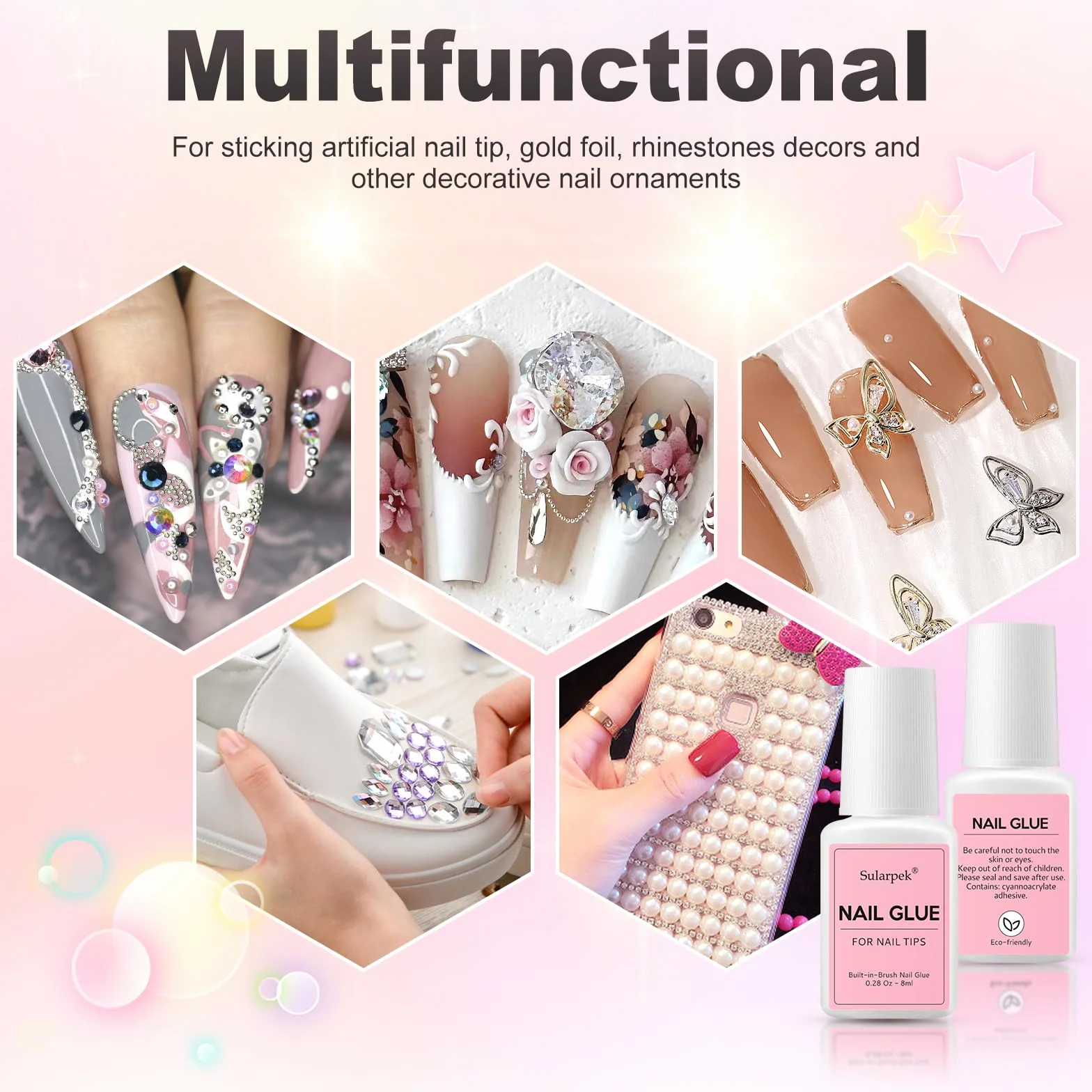 Colle Faux Ongles Extra Forte 8ml avec Brosse, Séchage Rapide Professionnel pour Ongles Acrylique