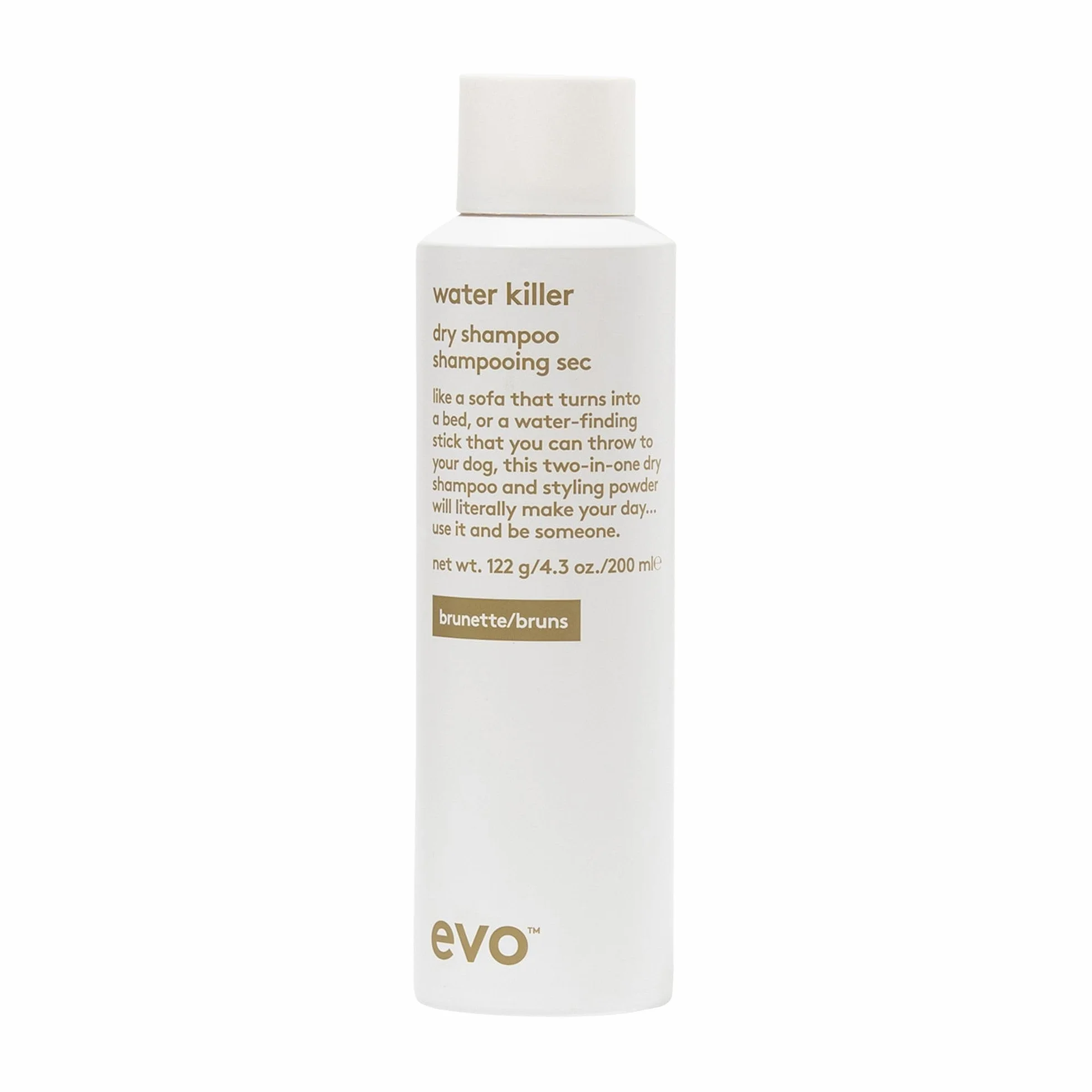 Evo Shampoing Sec et Spray Coiffant 2-en-1 pour Cheveux Bruns et Foncés Water Killer Dry Shampoo 200 ml - Shampooing Sec Brun pour Fraîcheur et Volume
