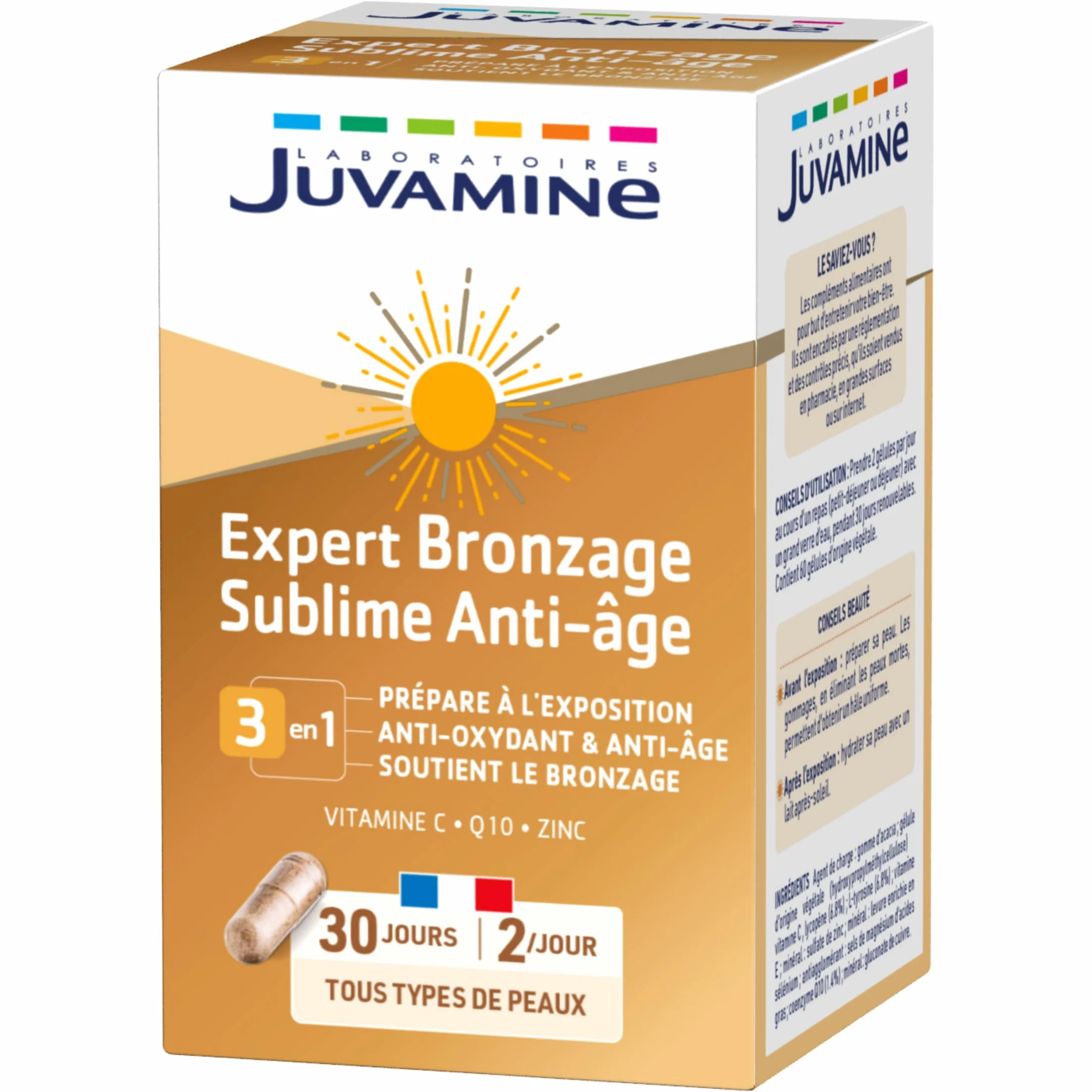JUVAMINE Expert Bronzage Sublime Antioxydant Anti-âge 60 gélules Programme 1 mois