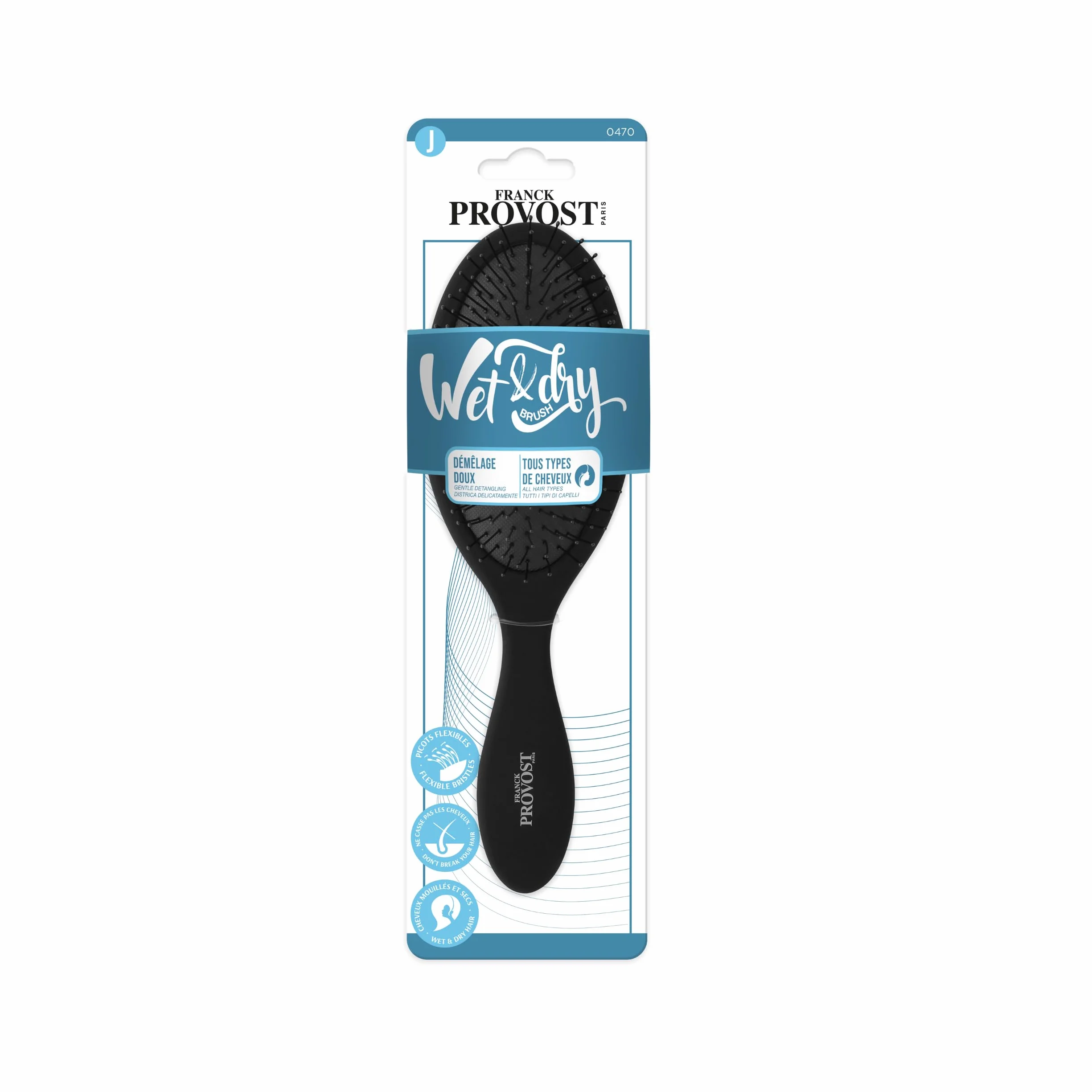 FRANCK PROVOST Brosse à Cheveux Démêlante Wet & Dry Cheveux Humides Secs
