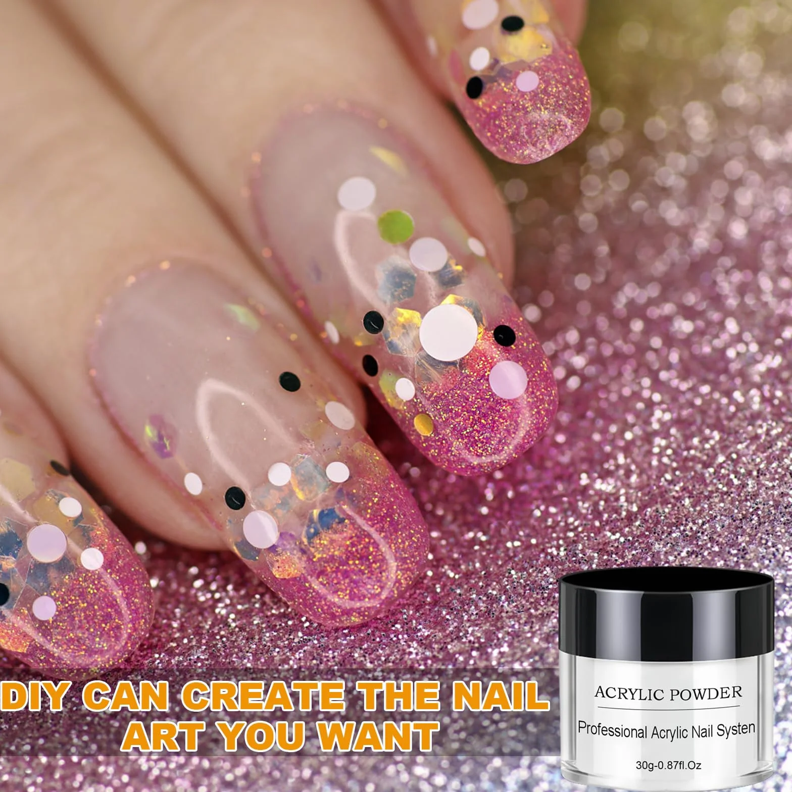 Poudre Acrylique pour Ongles Professionnelle Extension Acrylique Sculpture 3D Claire Débutants Sans Lampe