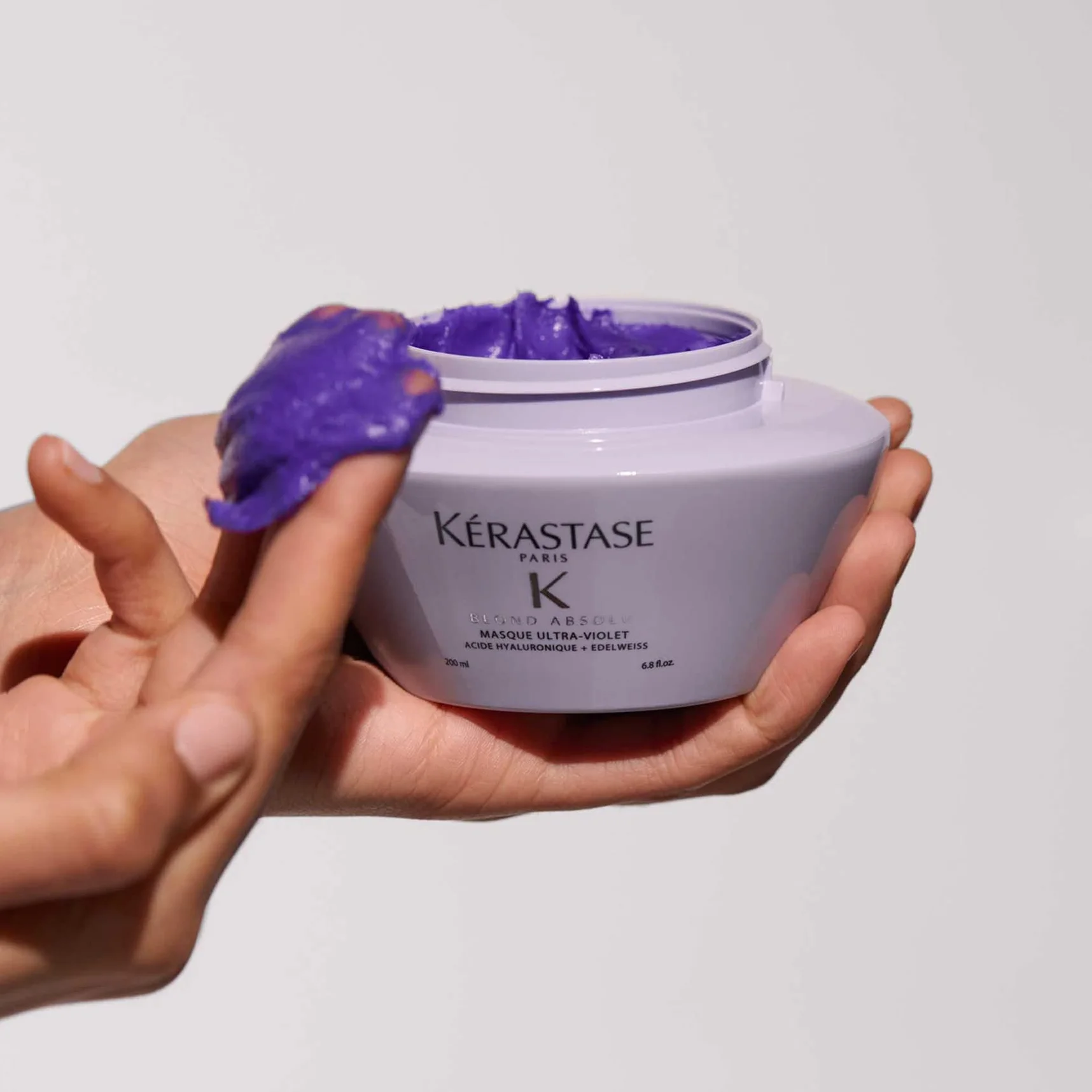 KÉRASTASE Blond Absolu Masque Capillaire Ultra-Violet Nourrissant Anti-Reflets Jaunes Acide Hyaluronique Edelweiss Cheveux Blonds Décolorés Méchés 200 ml