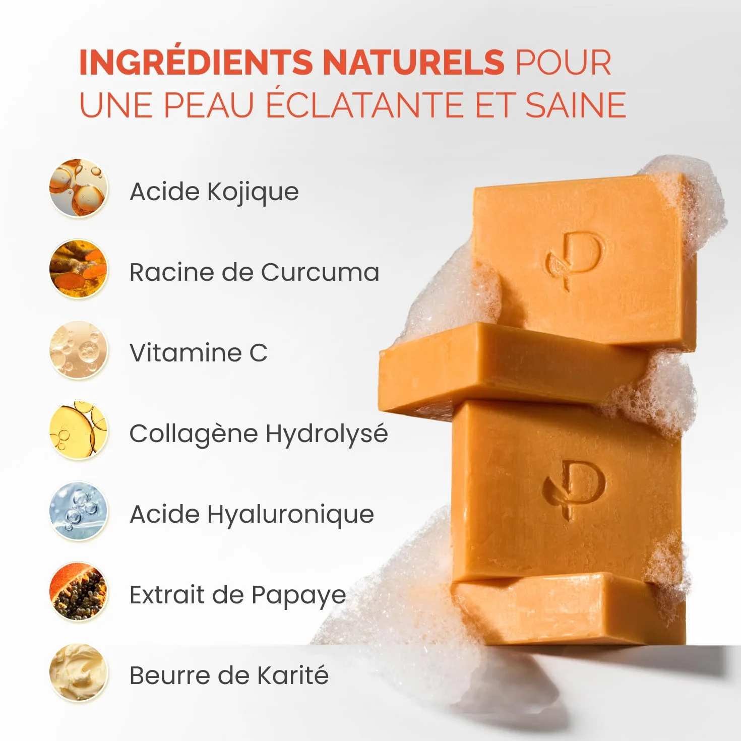 PLANTIFIQUE Savon Curcuma & Acide Kojique Visage Corps Anti-Tache Éclaircissant 2 Barres