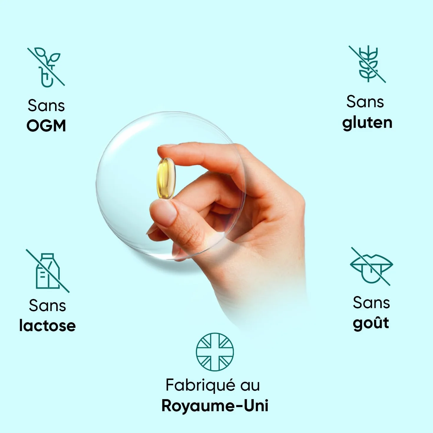 Oméga 3 Huile de Poisson Gélules 2000mg, 240 Gélules, EPA 660mg & DHA 440mg, sans Odeur